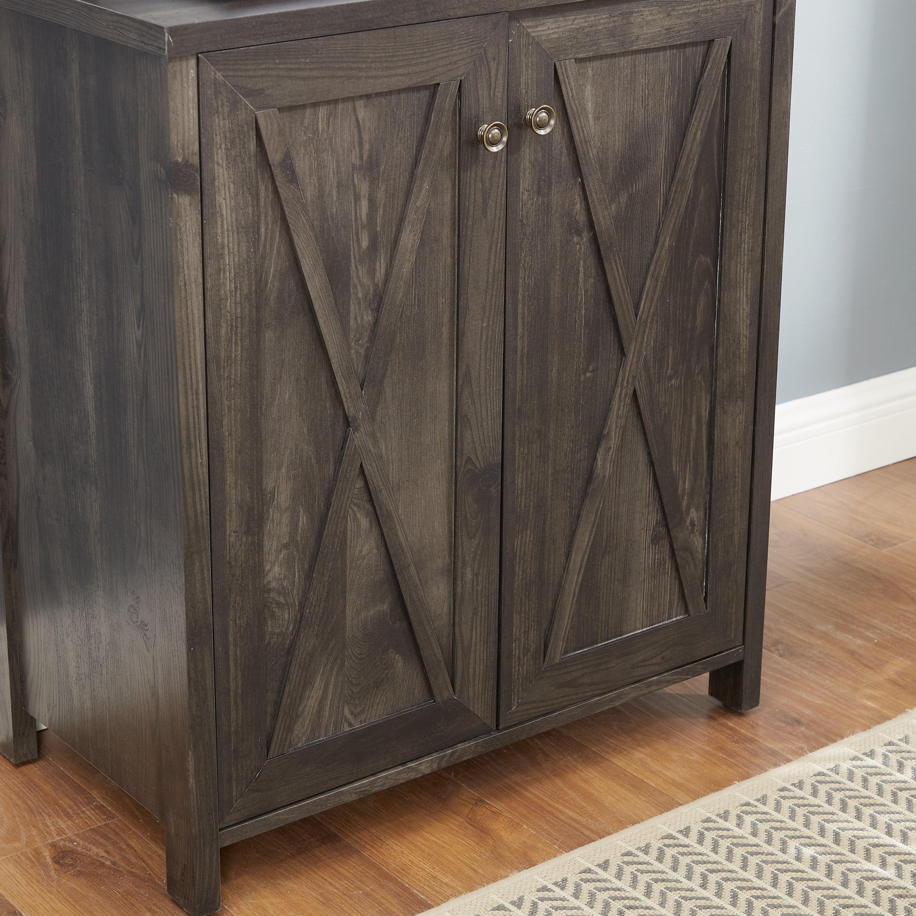 Modern Coffee Bar Cabinet with Microwave Stand - Metal Frame & Hollow Out Barn Design - 26.77