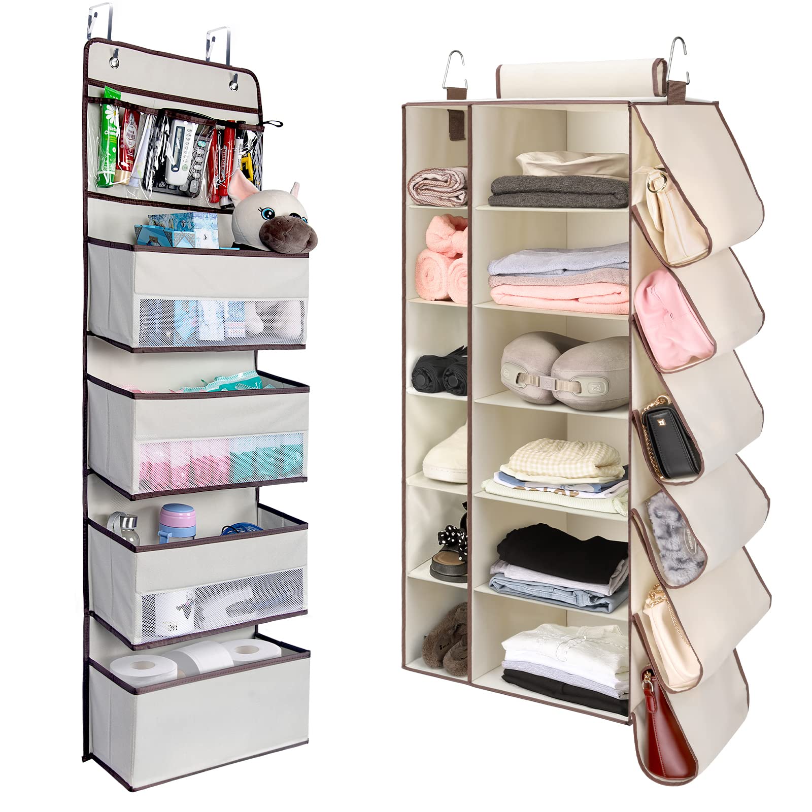NesTidy 5-Tier Over Door Organizer with 6 Shelves - Space Saving Hanging Closet Storage for Bedroom, Bathroom & Entryway Organization