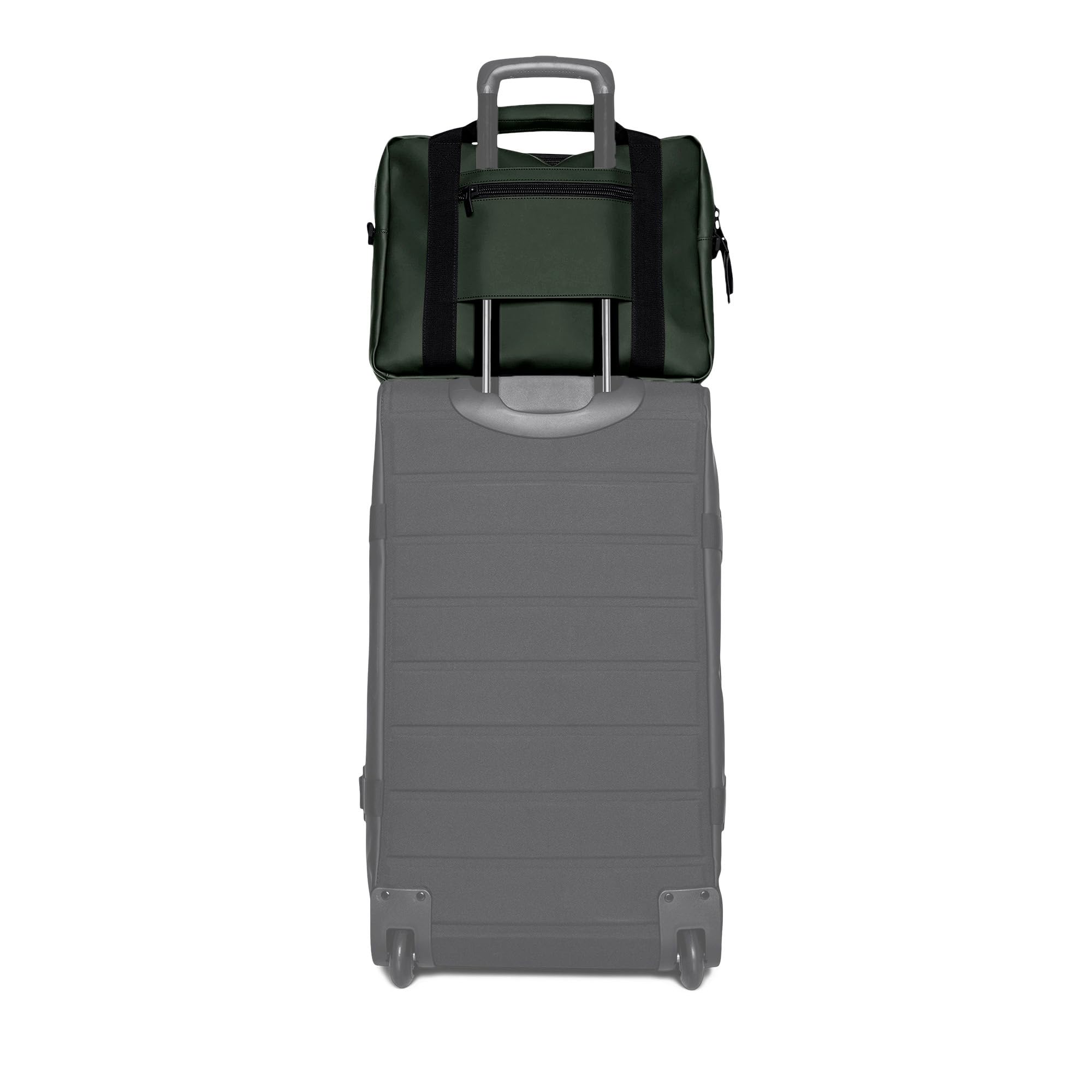 RAINS Texel Kit Bag - Waterproof Shoulder & Crossbody Bag for School, Work & Travel, Multiple Storage Pockets, Fits Telescopic Handle Suitcases (Green) - Perfect for Commuting, Business Trips & Outdoor Adventures