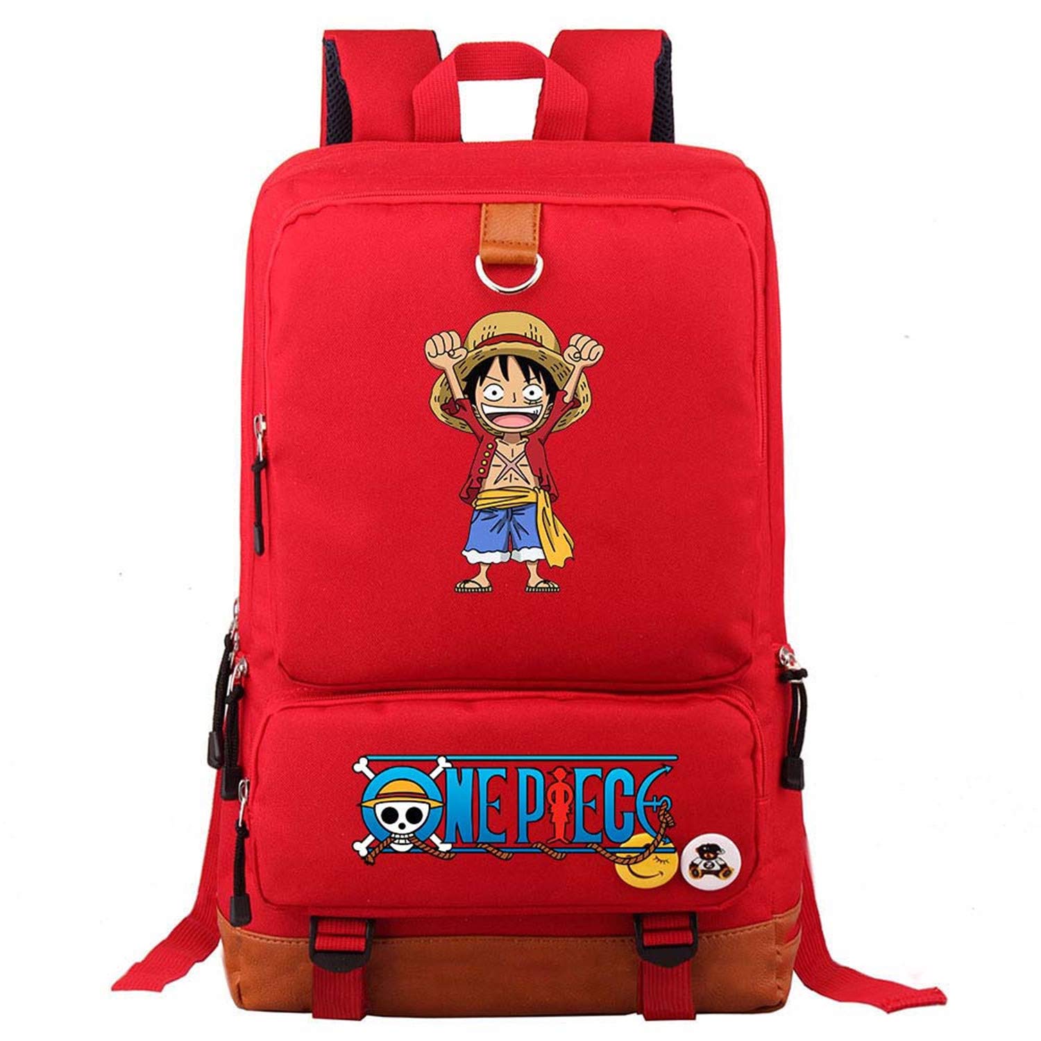 DZHMzzz Kids One Piece Anime Backpack - Lightweight School Bookbag for Boys & Girls, Luffy Themed Daypack for Travel, Sports & Daily Use - Red, One Size - Perfect for School, College, Camping & Outdoor Adventures
