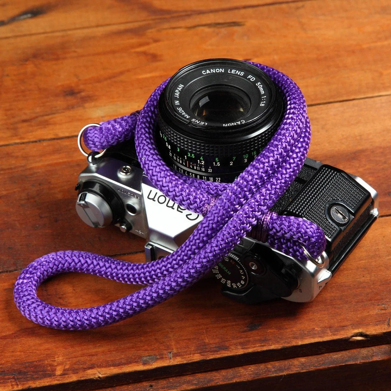 Photogenic Supply Co. Adjustable Rope Camera Strap with Purple Fringe - Durable & Comfortable Neck Strap for DSLR, Mirrorless Cameras - Perfect for Travel, Photography & Outdoor Adventures