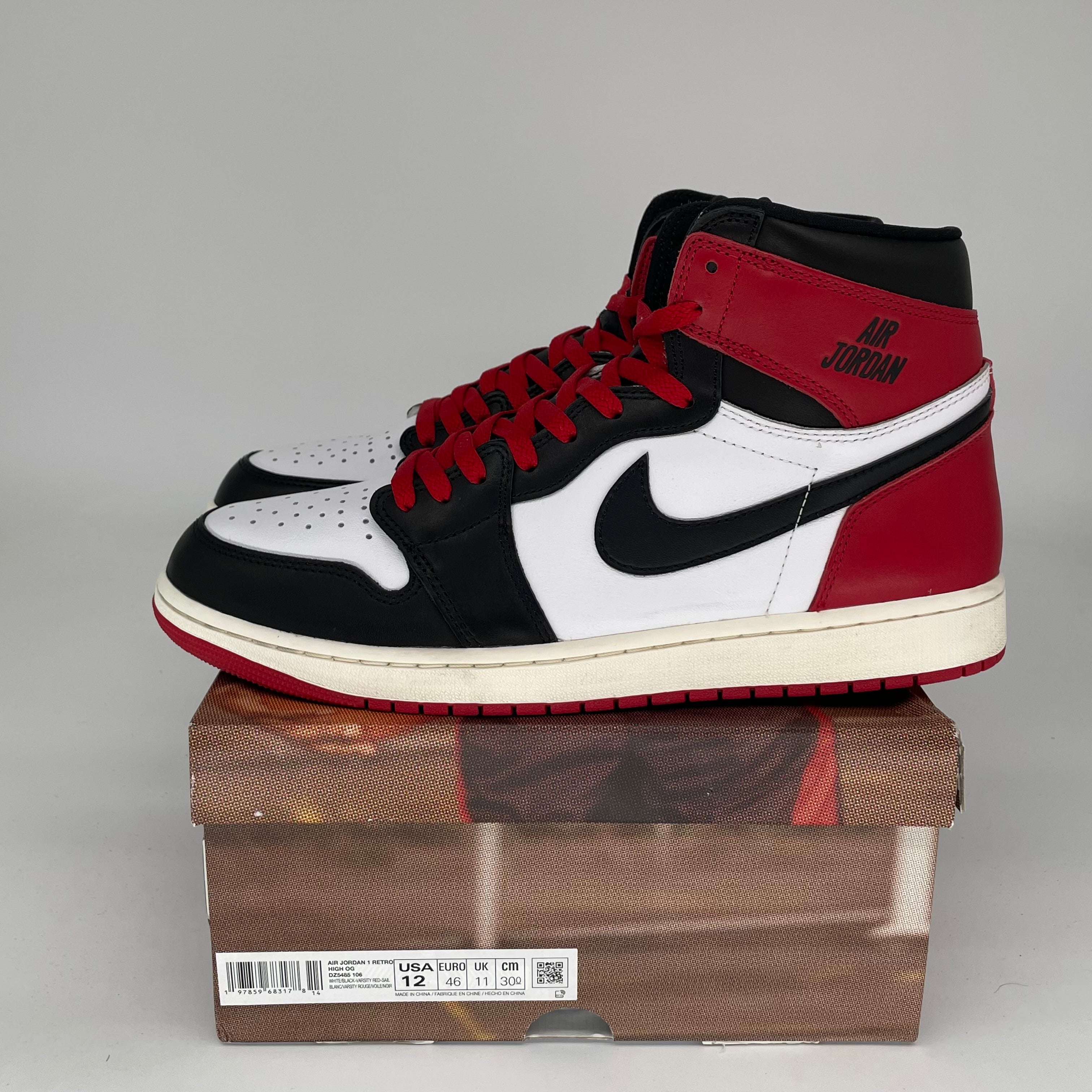 AIR JORDAN 1 Black Toe Reimagined - Men's Size 12 Basketball Shoes (DZ5485-106) | Retro High-Top Sneakers for Streetwear & Court Performance