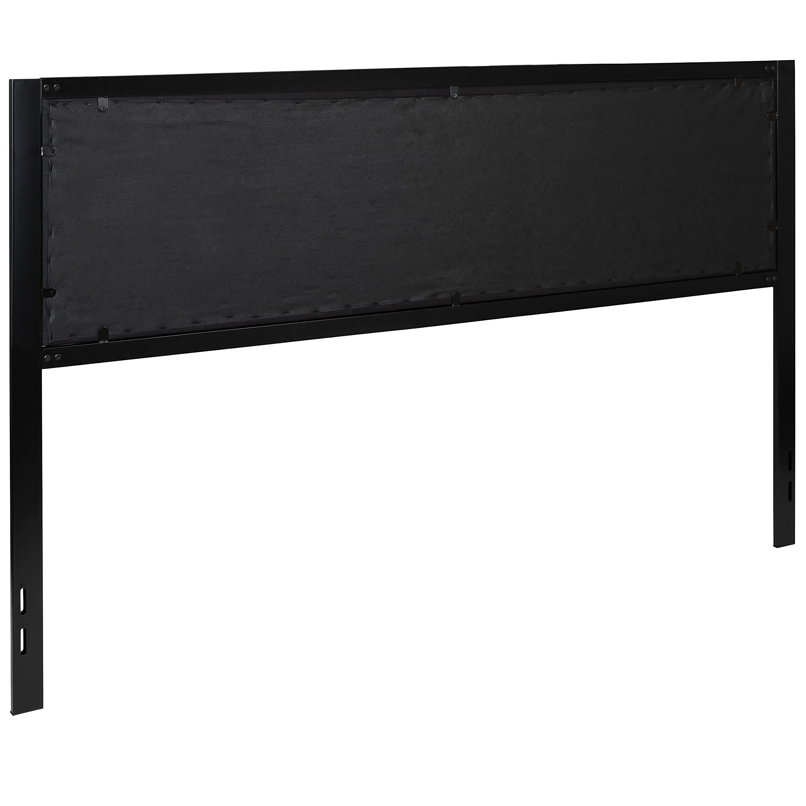 EMMA + OLIVER King Size Black Fabric Upholstered Panel Headboard with Metal Frame and Legs - Fits Standard Bed Frames - Perfect for Master Bedroom, Guest Room, and Modern Home Decor