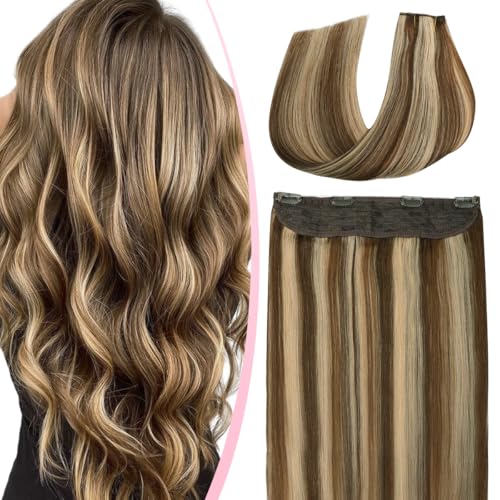 4-#4p27 Chocolate Brown Highlighted Caramel Blonde