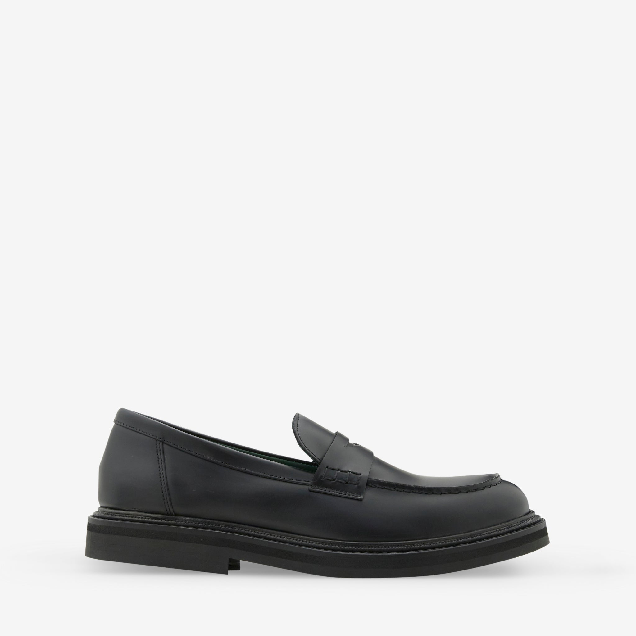Vinnee Penny Loafer Shoes for Women - Black Genuine Polido Leather Slip-On Flats - Perfect for Office, Business Casual & Everyday Wear