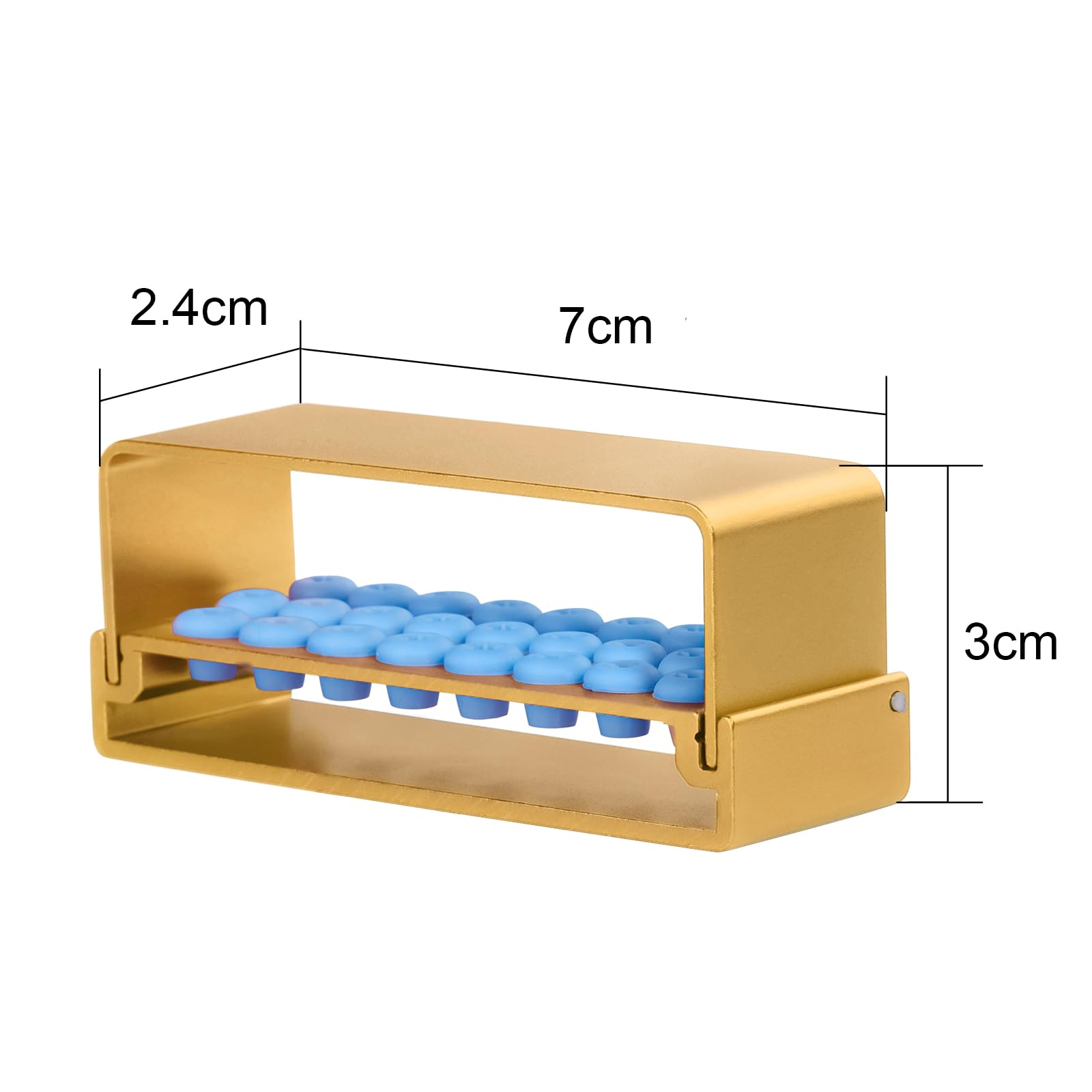 24 Holes Dental Burs Holder Sterilization Box - Aluminum Autoclave Case (3-Piece Set, Yellow) for Dental Clinics & Orthodontic Offices