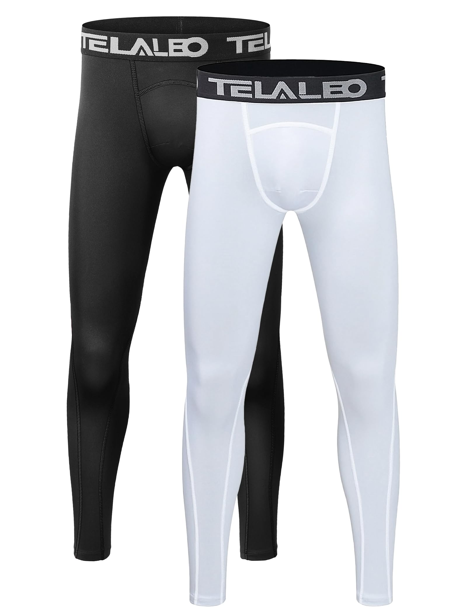 1 or 2 Pack Boys Thermal Compression Leggings - Fleece Lined Base Layer Pants for Cold Weather - Youth Winter Running & Outdoor Activities