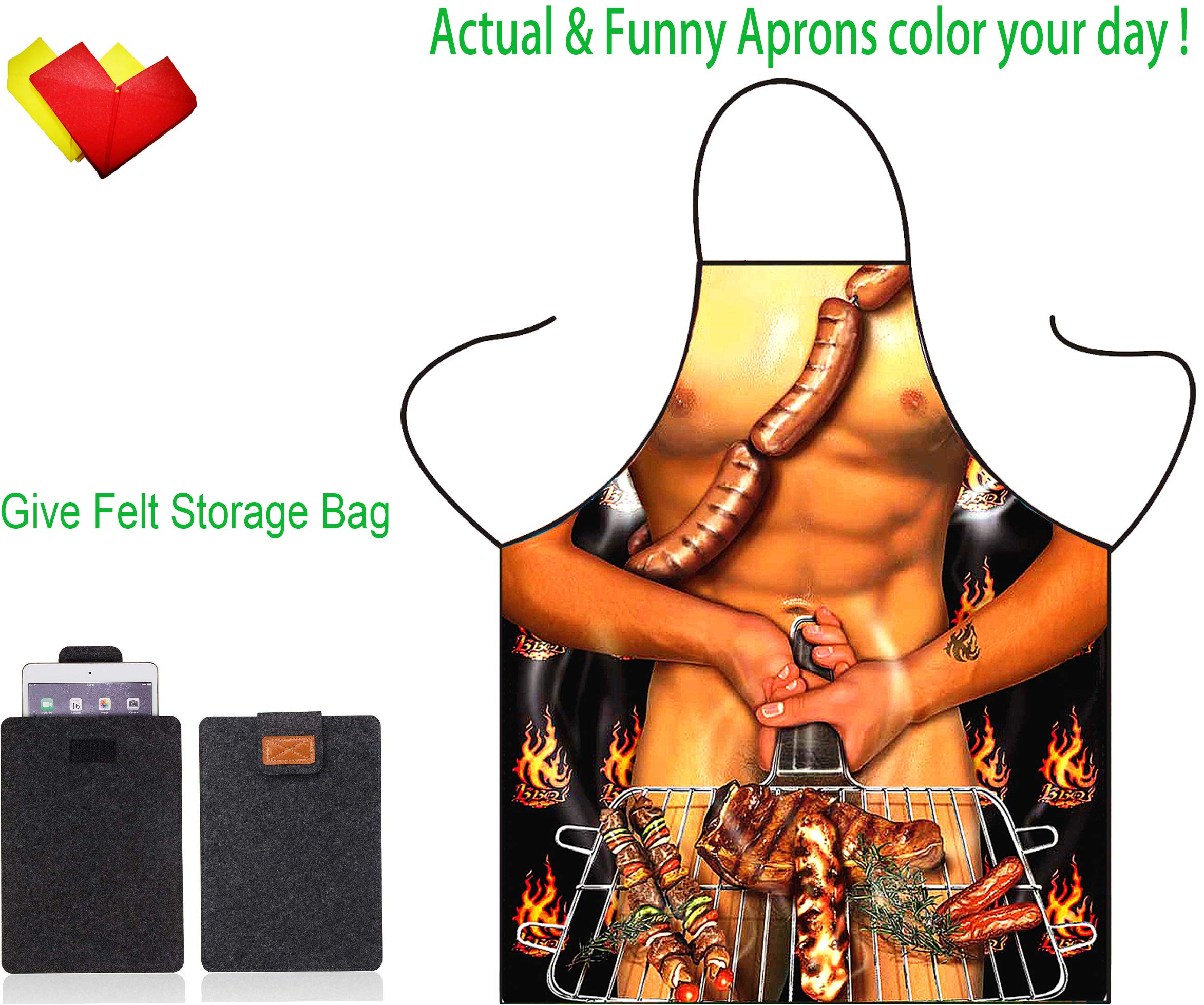 Funny Cute Cooking Baking BBQ Apron for Men & Women - Perfect Adult Party Costume Gift for Kitchen, Grilling & Cosplay
