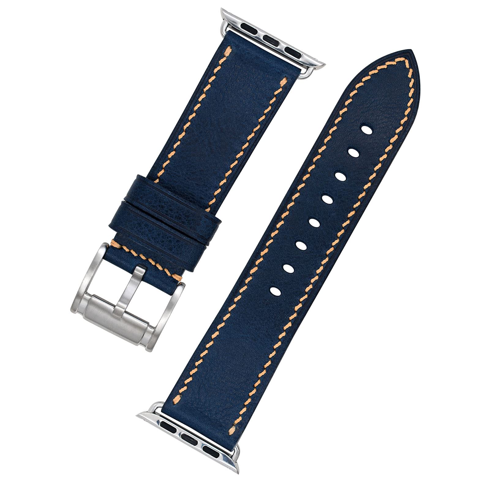 Premium Genuine Leather Apple Watch Band - Compatible with 38mm/40mm/41mm & 42mm/44mm/45mm Models - Vintage Full Grain Leather Strap for Series 9/8/7/6/5/4/3/2/1/SE - Perfect for Business, Casual & Everyday Wear