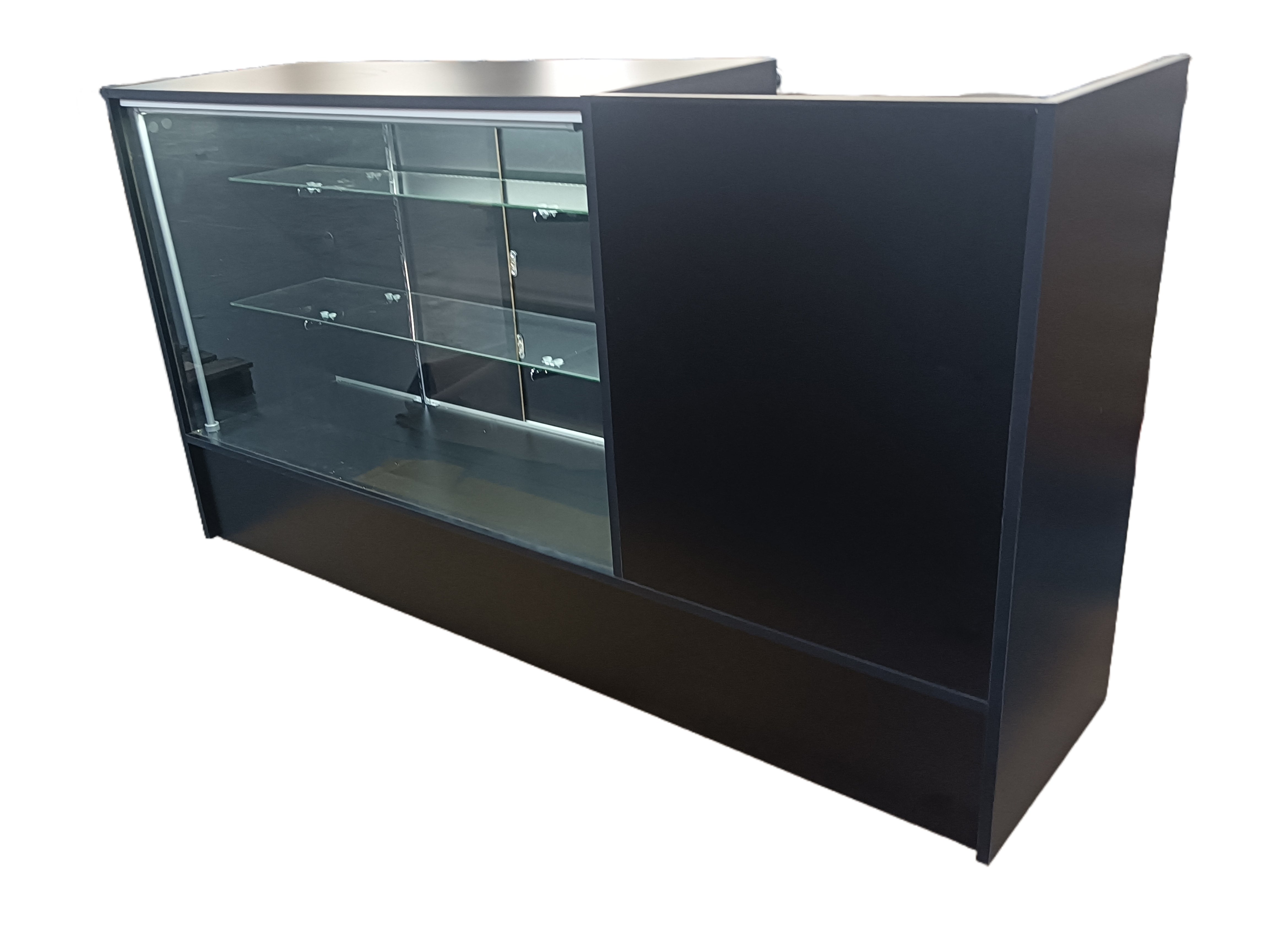 2 in 1 Cash Register Counter with LED Lights - 6 Feet Full Vision Combo Counter for Retail Stores & Supermarkets - Perfect for Checkout Counters, POS Stations & Convenience Stores
