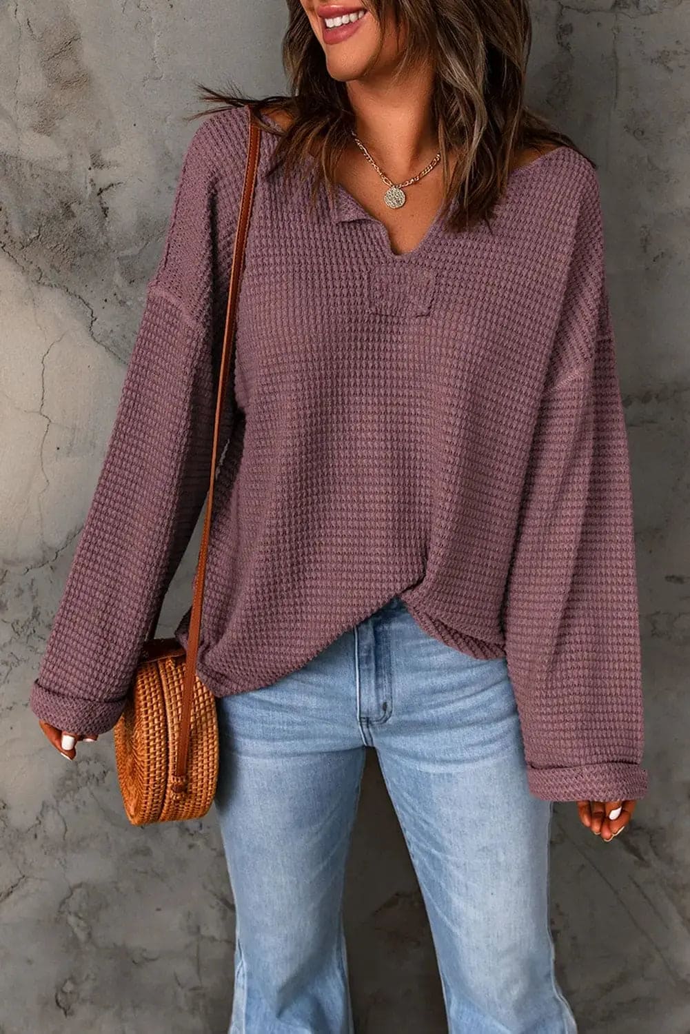 Notched Neck Drop Shoulder Blouse for Women | Trendy Casual & Office Wear | Perfect for Work, Date Night & Everyday Outfits