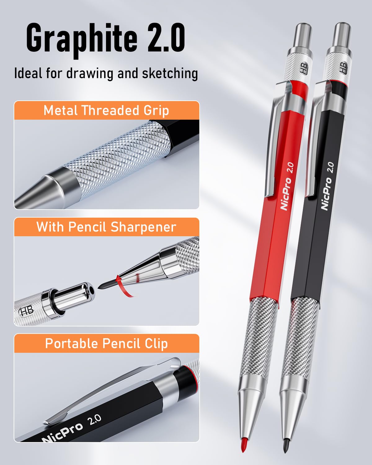 Nicpro 17-Pack CP2000 Carpenter Pencils with Sharpener - Mechanical Pencils Set Includes 57 Refills, Carbide Scribe & Deep Hole Marker - Heavy Duty Woodworking Pencils for Construction, Architects & DIY Projects - Perfect for Blueprint Marking, Framing & Carpentry Work