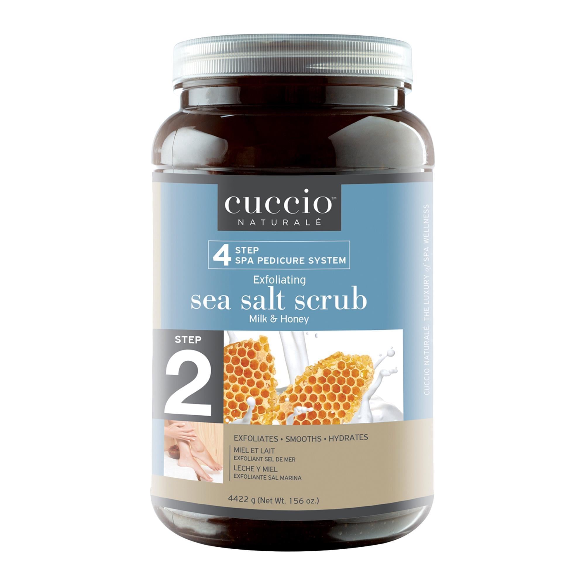 Cuccio Pedi Sea Salt Exfoliating Scrub with Milk & Honey - 15.6 oz | Natural Foot & Body Exfoliator for Soft Skin | Perfect for Pedicures, Spa Days & At-Home Self Care