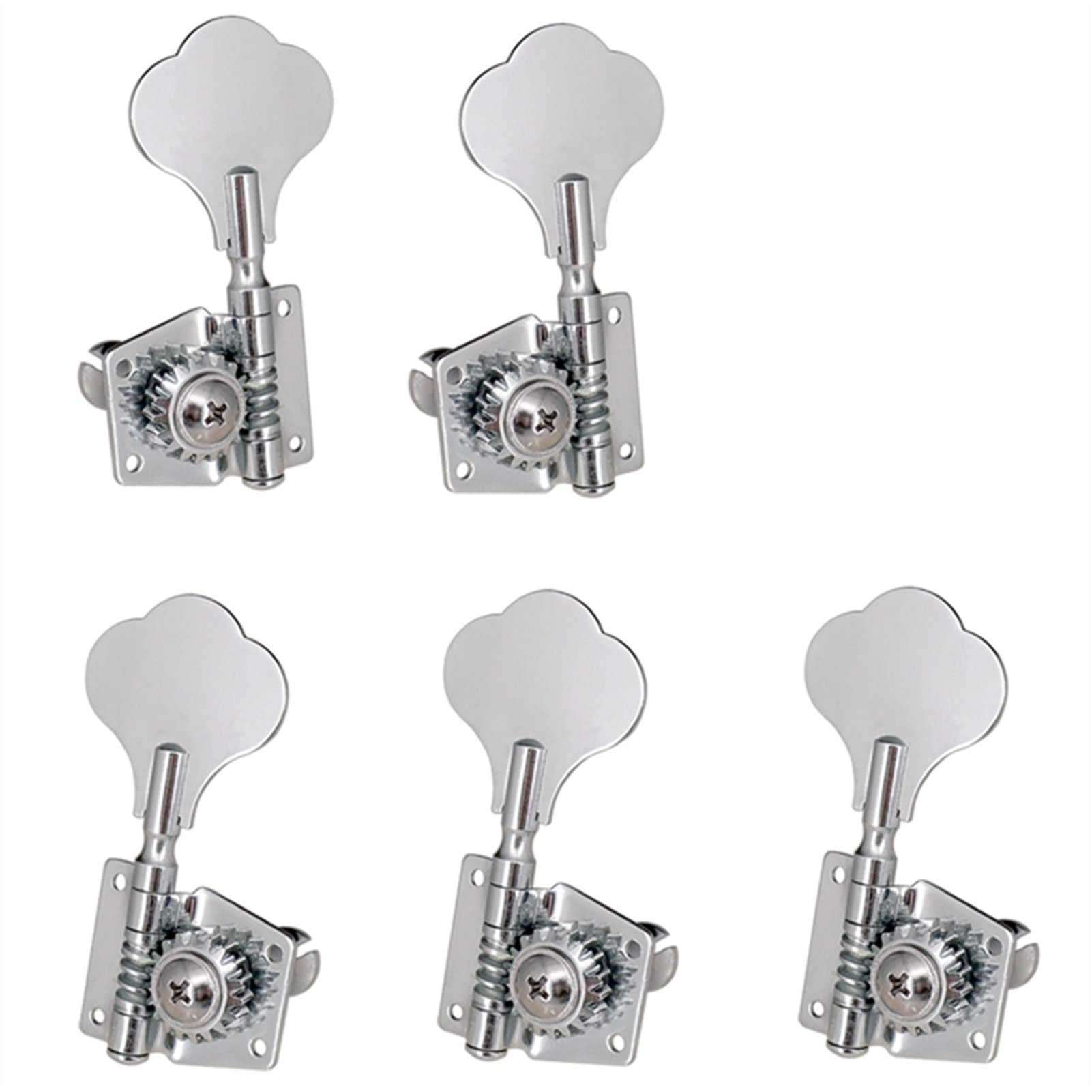 Vintage Open Bass Guitar Tuning Keys - 5Pcs Silver Machine Heads for 5-String Bass Guitar - Premium Tuner Pegs & Replacement Parts - Perfect for Stage Performances, Studio Recording & Home Practice