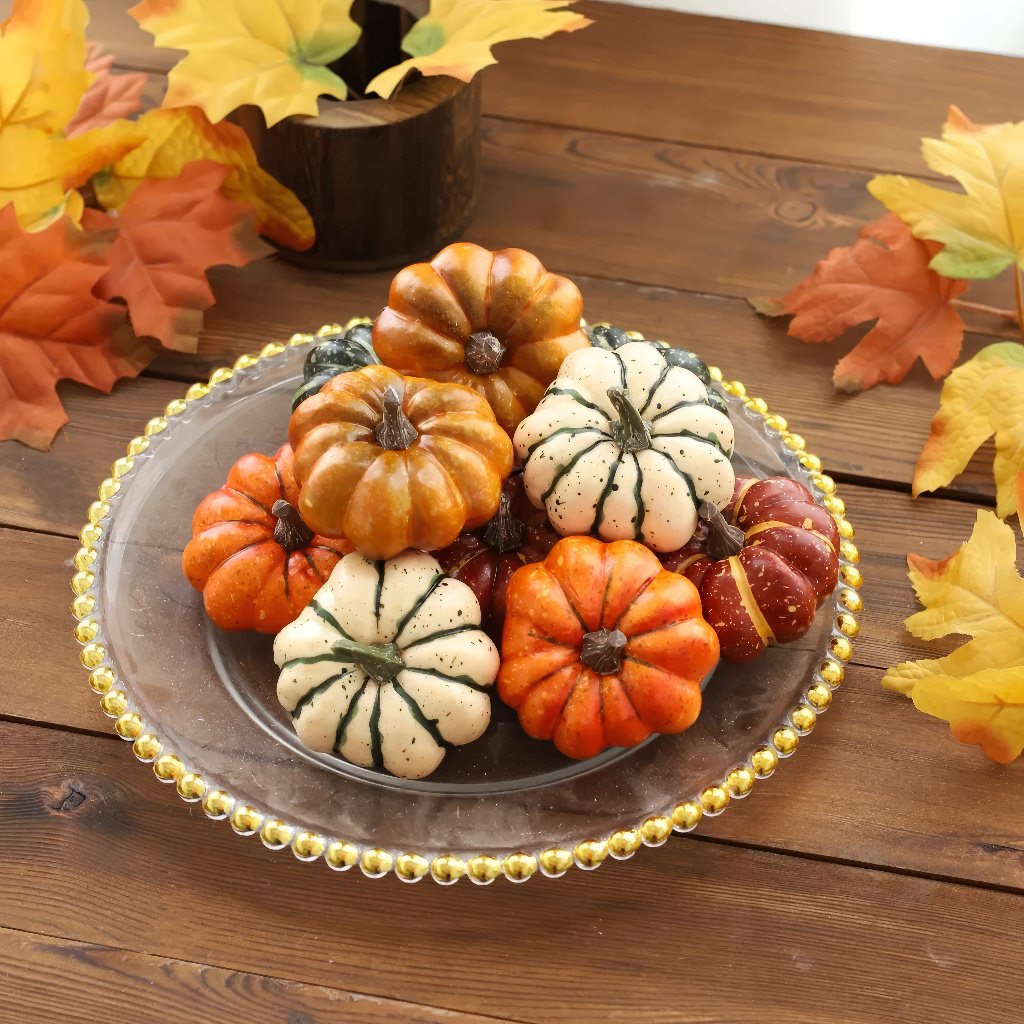 Mini Pumpkins Fall Decor Set - Handcrafted Autumn Pumpkin Decorations for Home, Thanksgiving, Halloween & Seasonal Table Centerpieces