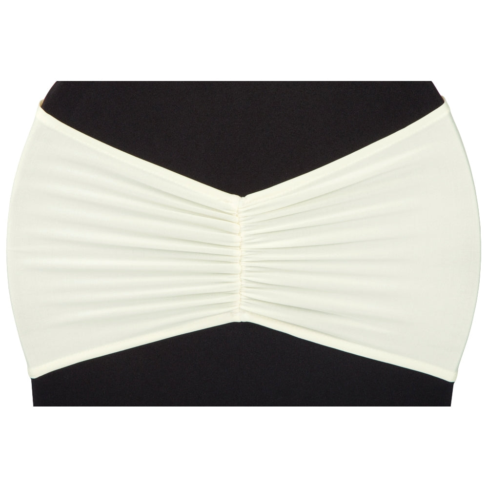 Elegant Ruffled Spandex Chair Band in Ivory - Stretchable Elastic Chair Cover for Dining, Wedding, and Event Decor