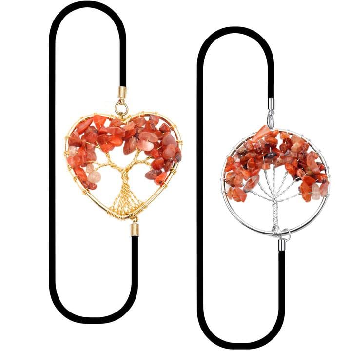 2-pack Gold-silver-circle Red Agate