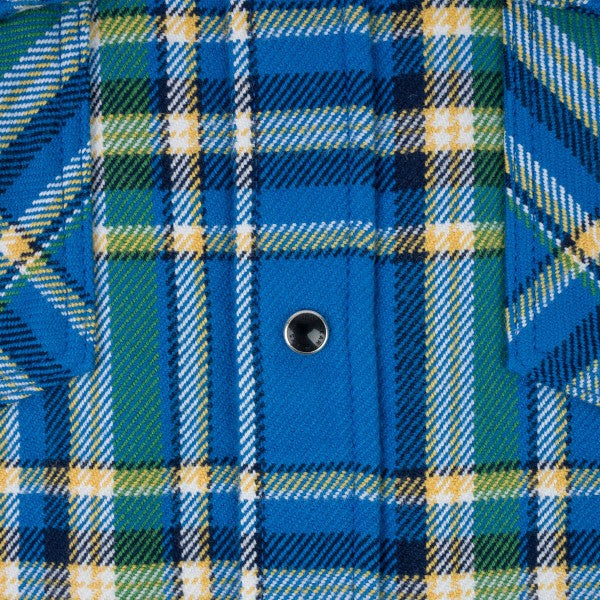 Iron Heart IHSH-370 Ultra Heavy Flannel Tartan Check Western Shirt for Men - Blue Plaid Workwear Shirt | Durable & Warm for Outdoor, Ranch Work & Casual Wear