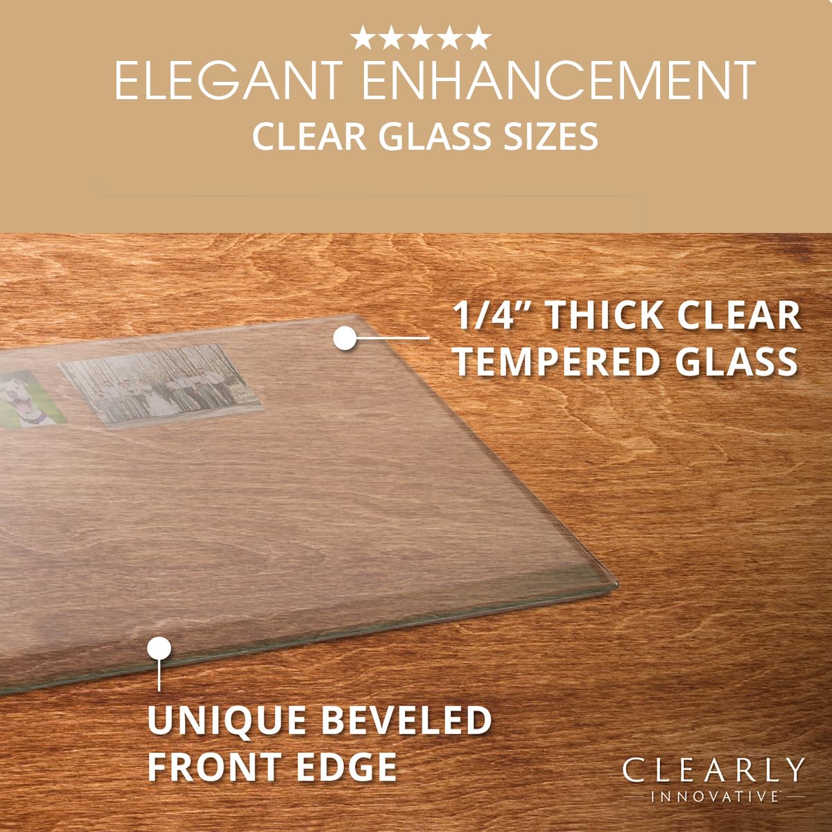 Premium Tempered Glass Desk Pad with Beveled Edge - 20