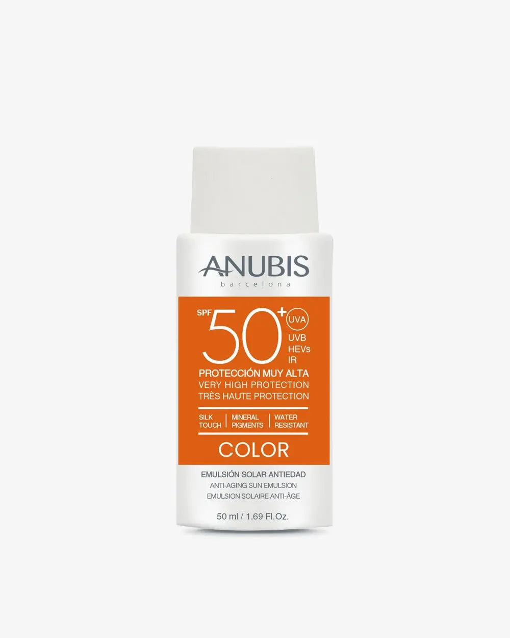 Anubis Color SPF 50+ Anti-Aging Sun Emulsion 50ml - Lightweight Daily Face Sunscreen for Women & Men - Perfect for Outdoor Activities, Beach & Travel