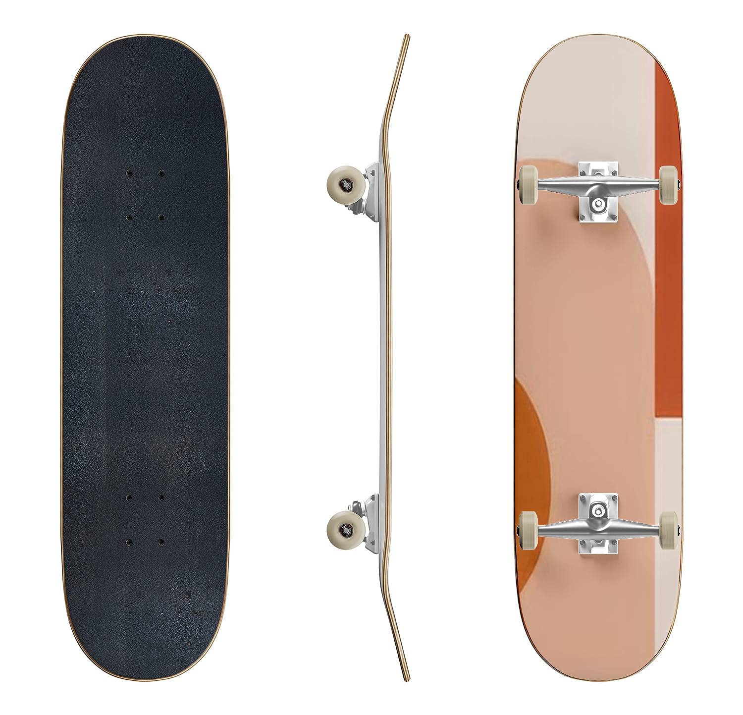 Bauhaus Abstract Print Skateboard - Minimalist Art Design, Durable Concave Deck for Beginners & Professionals | Perfect for Street Skating, Teen Gifts & Extreme Sports