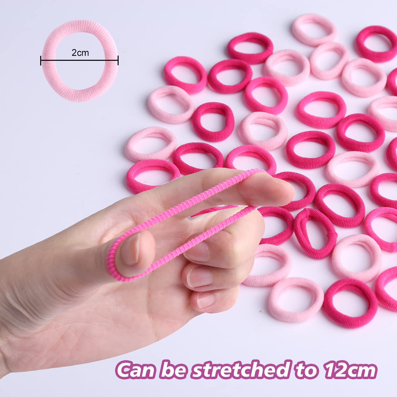 100pcs Soft Pink Baby Hair Bands for Toddlers & Girls - Gentle Elastic Hair Ties & Ponytail Holders for Everyday Use, School & Special Occasions