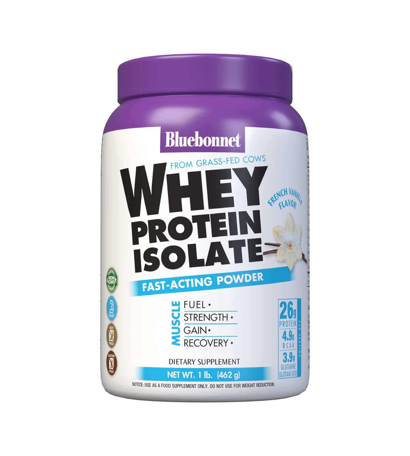 Bluebonnet Nutrition Whey Protein Isolate Powder - Vanilla Flavor, 1 lb (14 Servings) | High-Quality Protein Supplement for Muscle Recovery, Weight Loss & Fitness Goals | Perfect for Post-Workout Shakes, Smoothies & Healthy Breakfasts