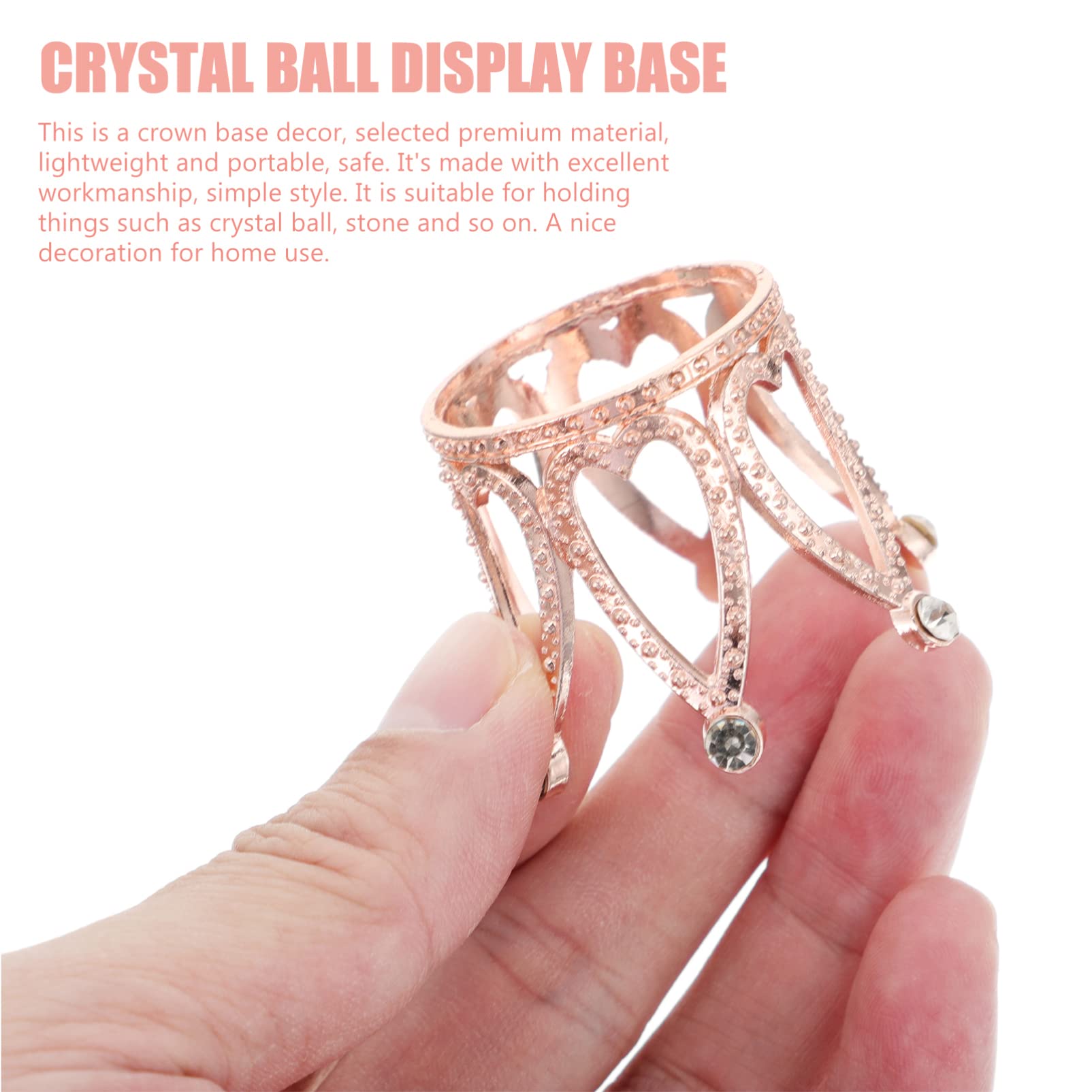 BESPORTBLE 2Pcs Clear Crystal Ball Display Stand - Crown Shape Rhinestone Snow Globe Stand, Easter Egg Holder with Gemstone Base for Spheres & Marble Balls - Perfect for Home Decor, Wedding Centerpieces, and Gift Displays