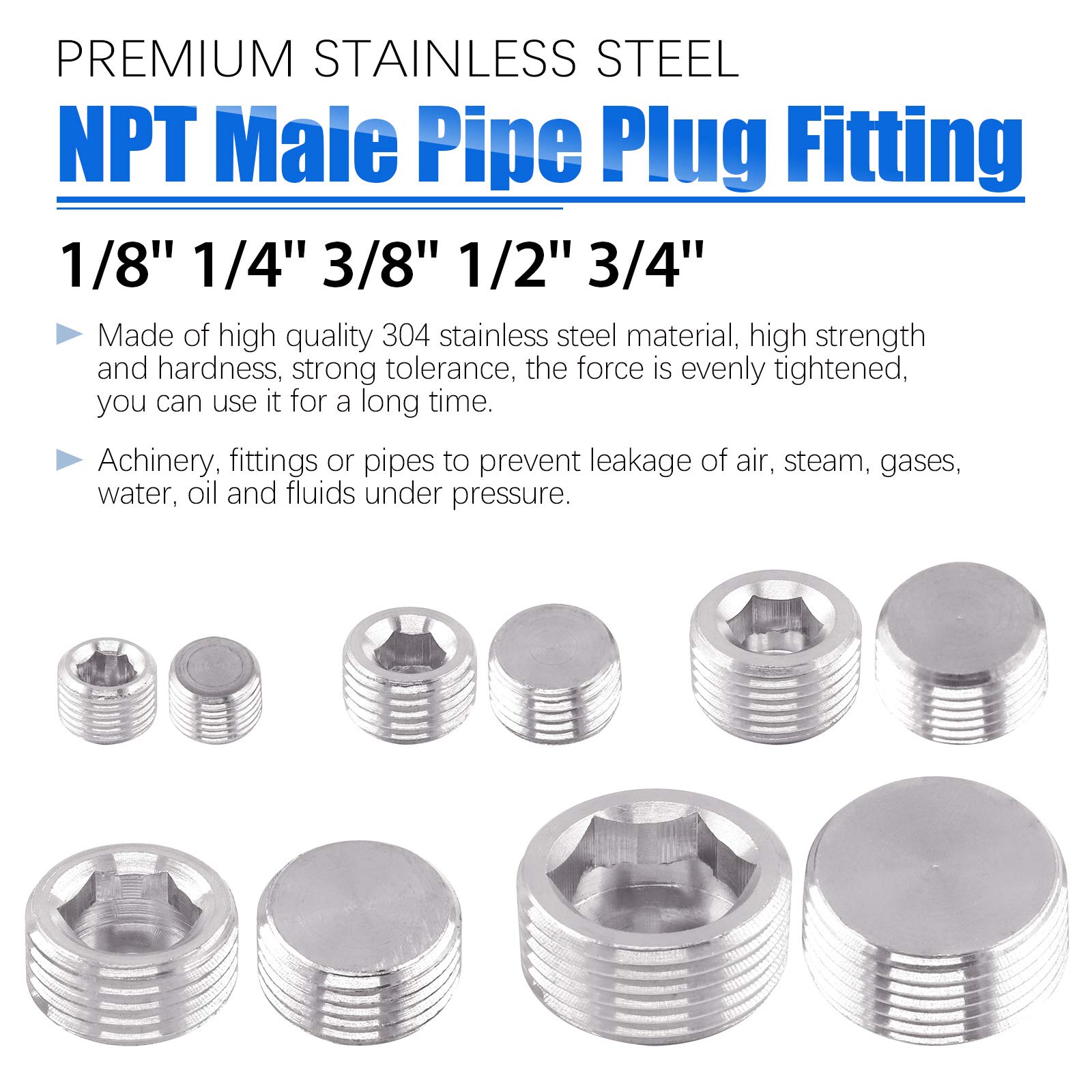 Glarks 16Pcs 304 Stainless Steel 1/8