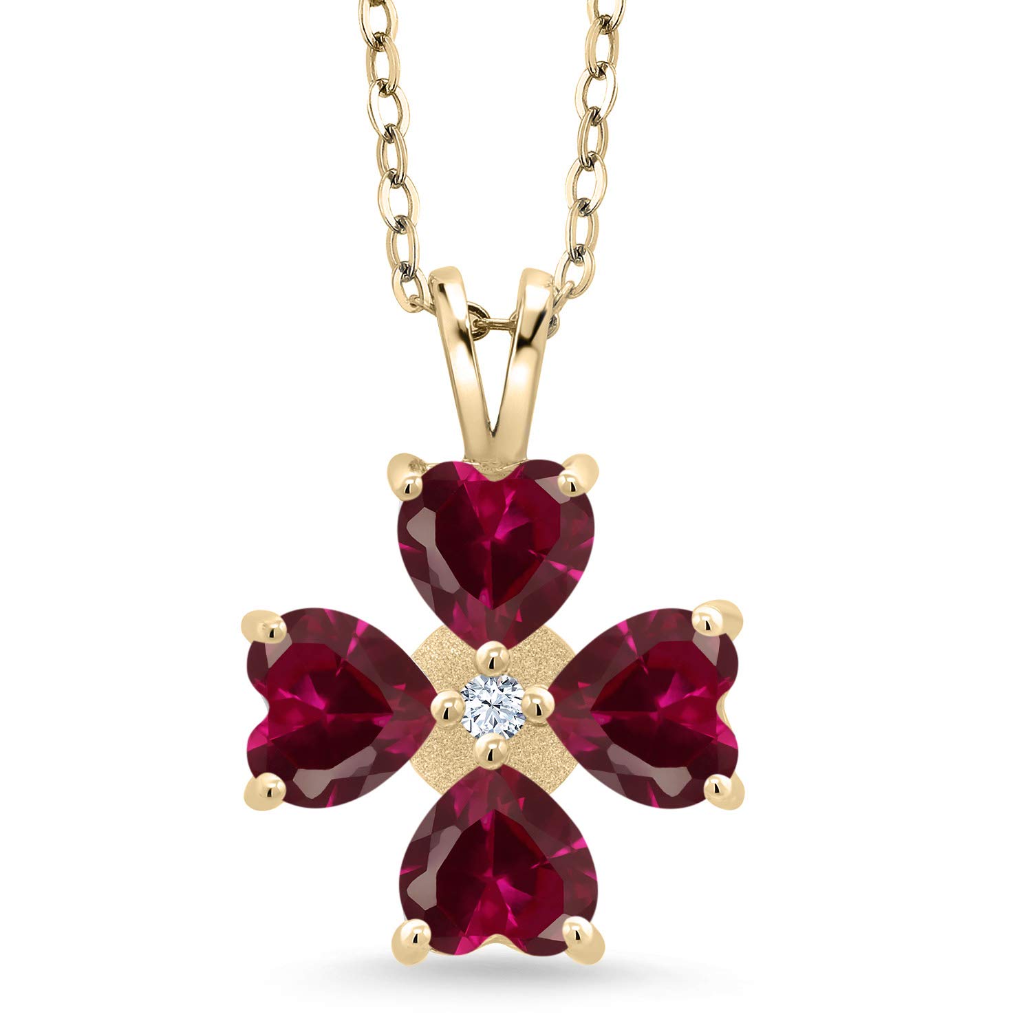 3.87 Ct Heart-Shaped Red Created Ruby Pendant - 18K Yellow Gold Plated Sterling Silver | Valentine's Gift, Anniversary Jewelry, Women's Fashion Statement