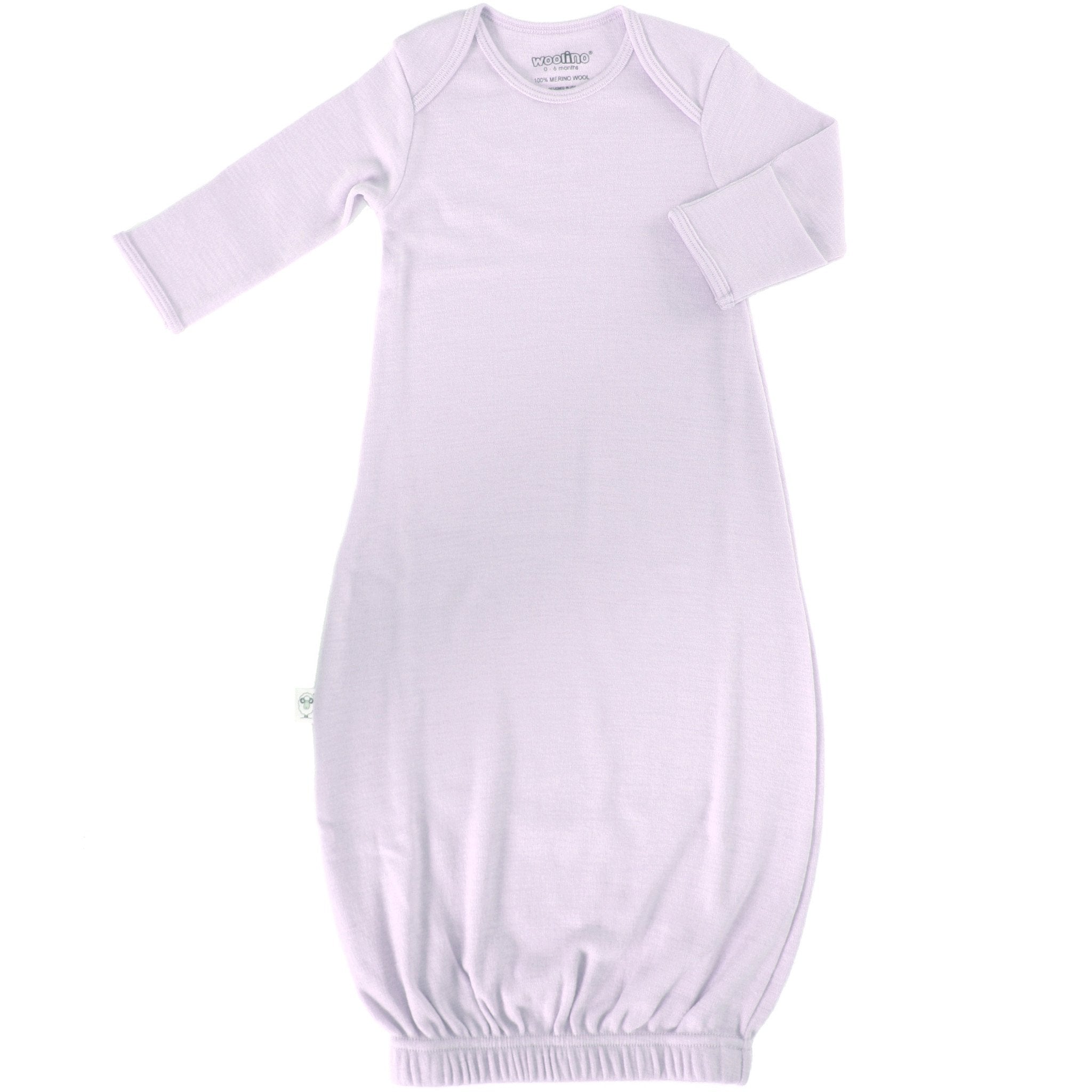 Soft Merino Wool Baby Gown for 0-6 Months - Cozy & Breathable Newborn Sleepwear in Lilac - Perfect for Nursery, Swaddling & Cuddle Time