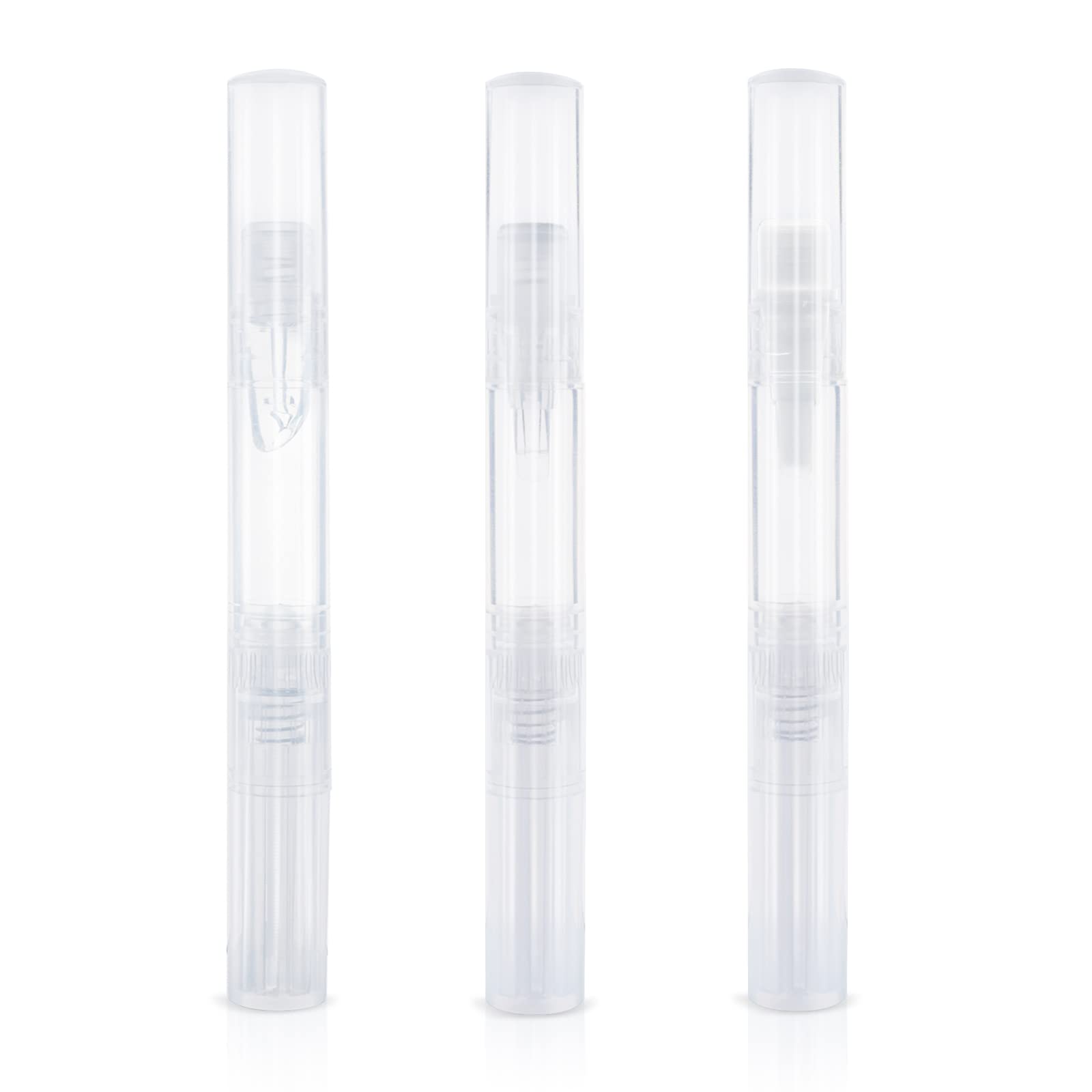2.5ml Empty Cuticle Oil Pen with Brush Tip - Non-Refillable Transparent Nail Oil Applicator - Portable Cosmetic Dispenser for Cuticle Care, Nail Treatment & Lip Gloss - Travel-Friendly Beauty Accessories (3-Pack, White) - Perfect for Salon, Home Use & On-the-Go Nail Care