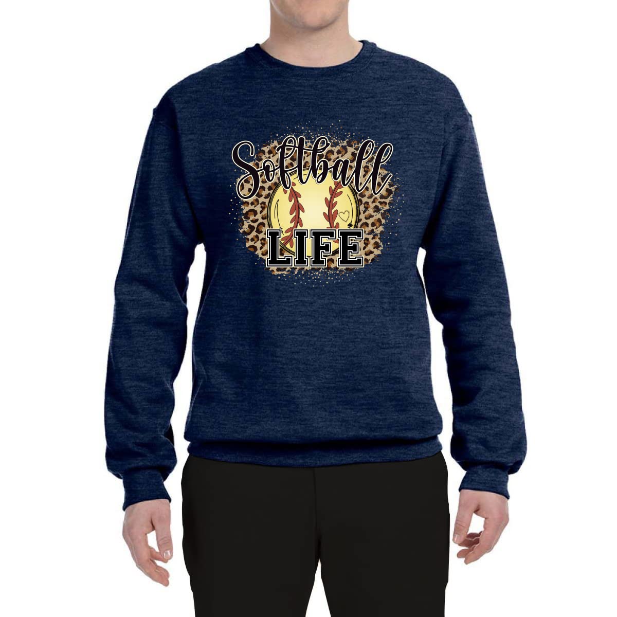 Wild Bobby Softball Life Animal Print Graphic Sweatshirt for Girls & Women - Unisex Crewneck Pullover Hoodie - Perfect for Sports, School & Casual Wear