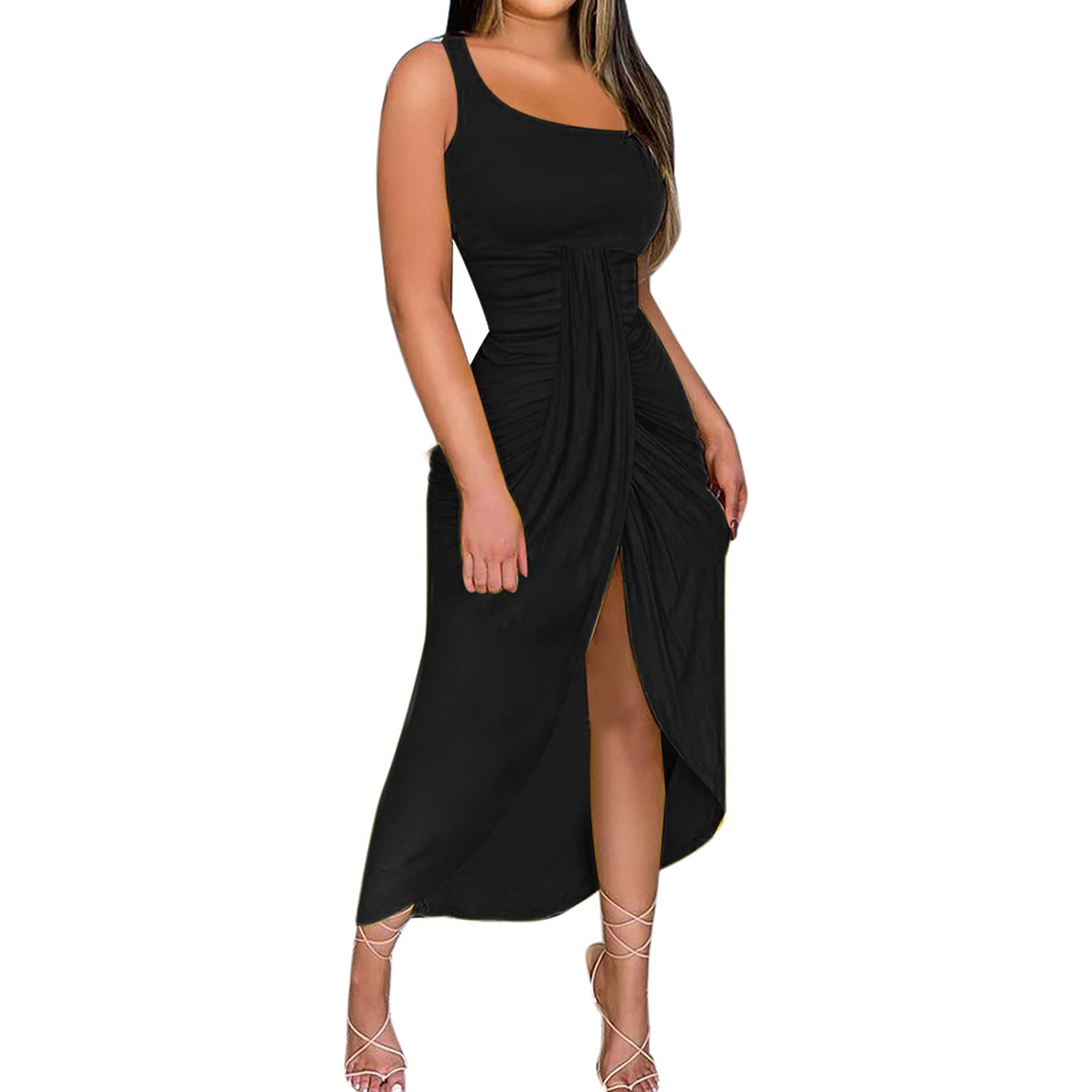FengLS Women's Long Cocktail Dresses - Elegant Prom & Party Dresses with High Slit, Slim Fit Sexy Sleeveless Summer Clubwear | Perfect for Evening Parties, Weddings, Date Nights & Special Occasions