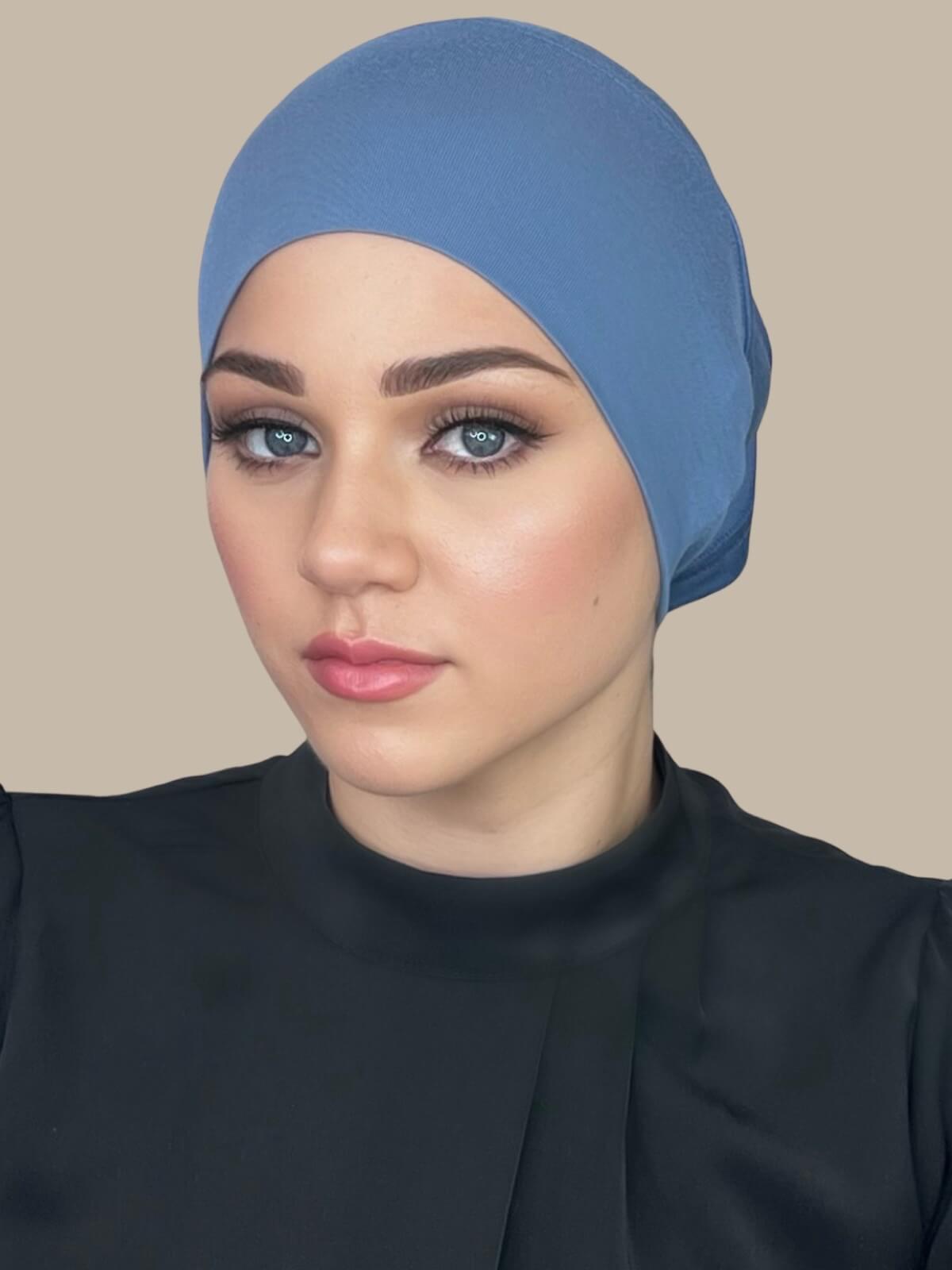 Premium Jersey Underscarf - Soft & Breathable Blue Grey Hijab Liner for Comfort & Modesty - Perfect for Daily Wear, Prayer & Special Occasions