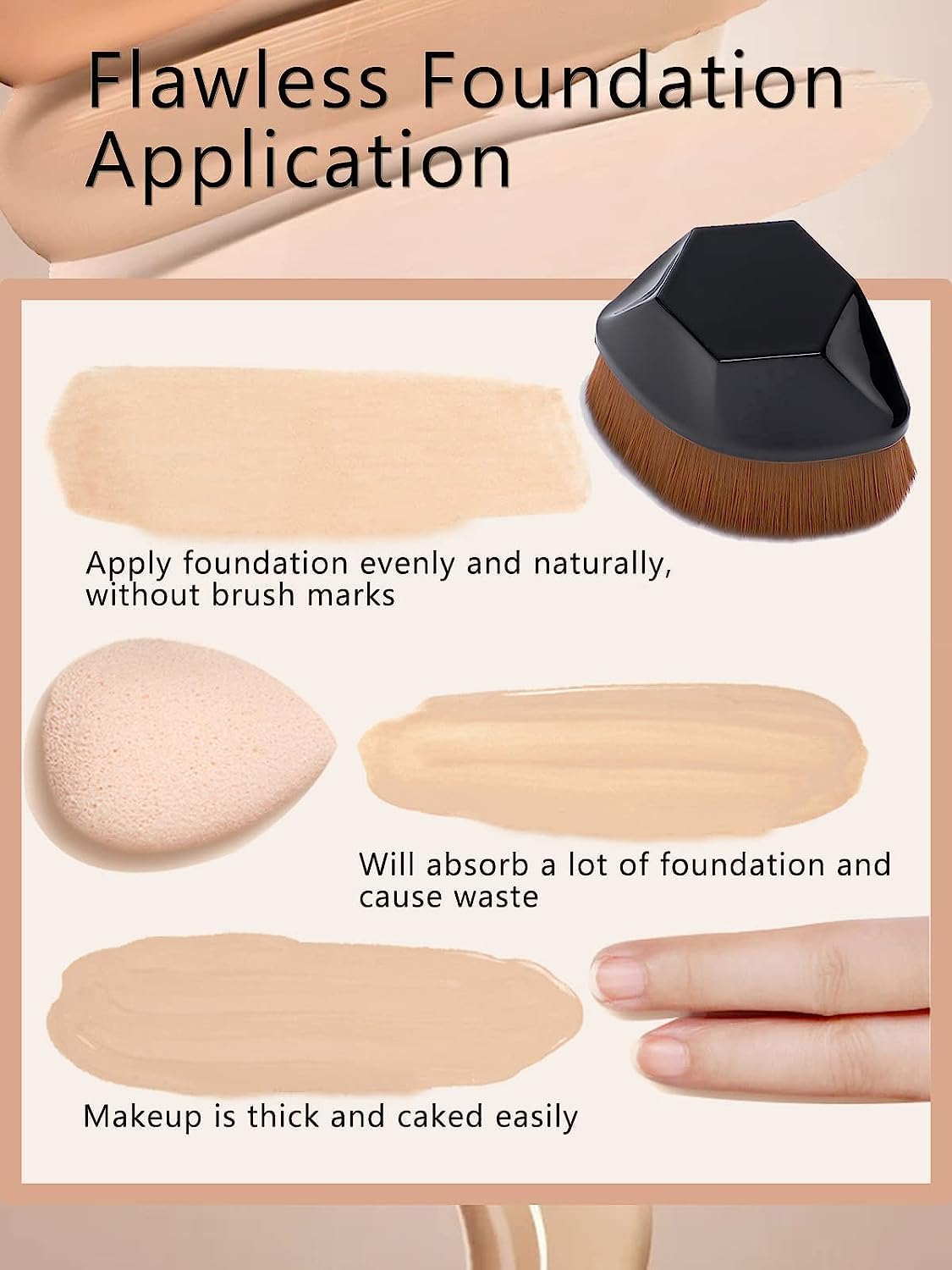 LA VENUST Flawless Flat Makeup Foundation Brush - Professional Cosmetics Brush for Women - Pack of 1 - Perfect for Liquid & Cream Foundation Application
