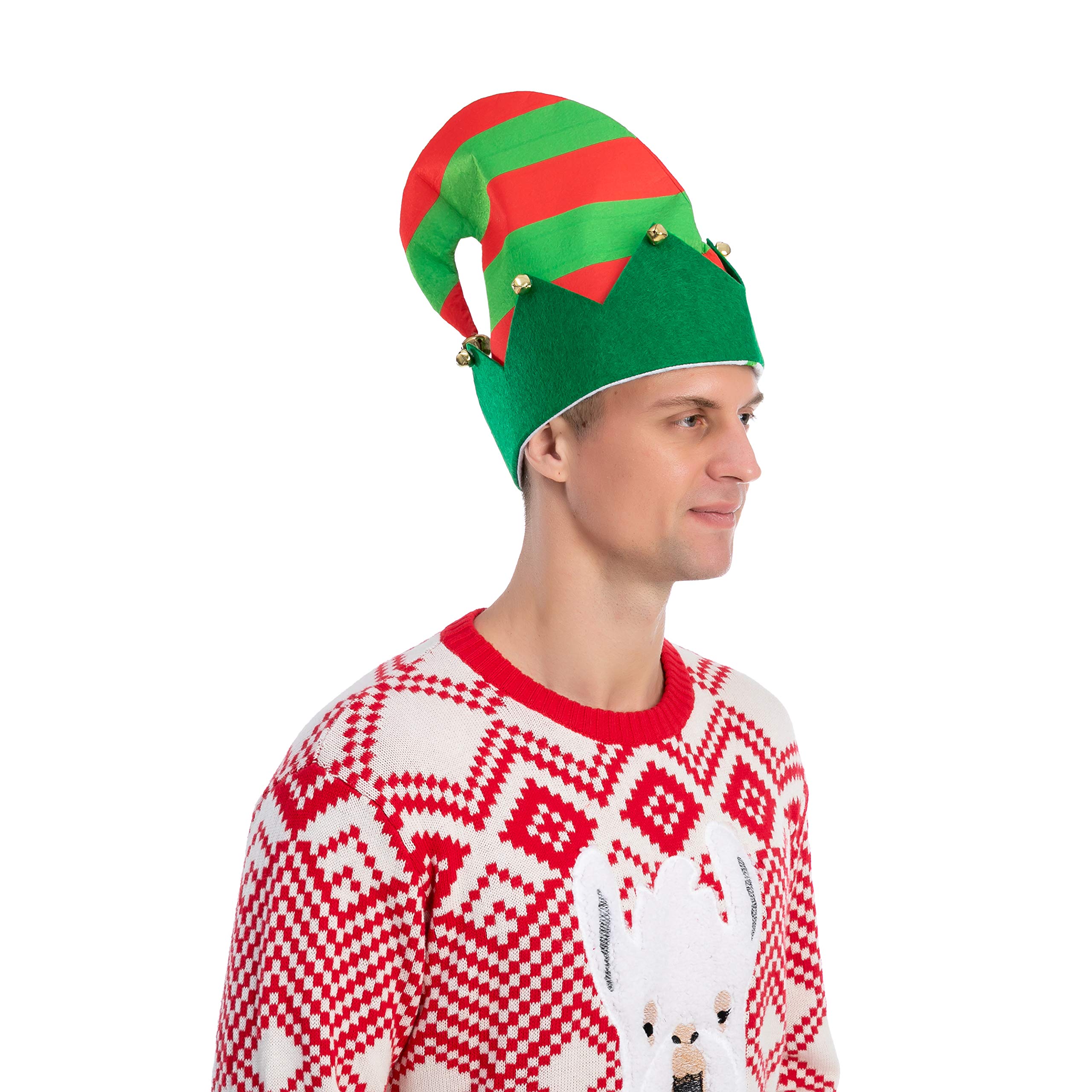 JOYIN 3 Pack Christmas Elf Hats with Jingle Bells - Festive Unisex Holiday Party Hats for Kids & Adults - Funny Xmas Costume Accessories for Holiday Parties, Family Gatherings & Christmas Photo Booths