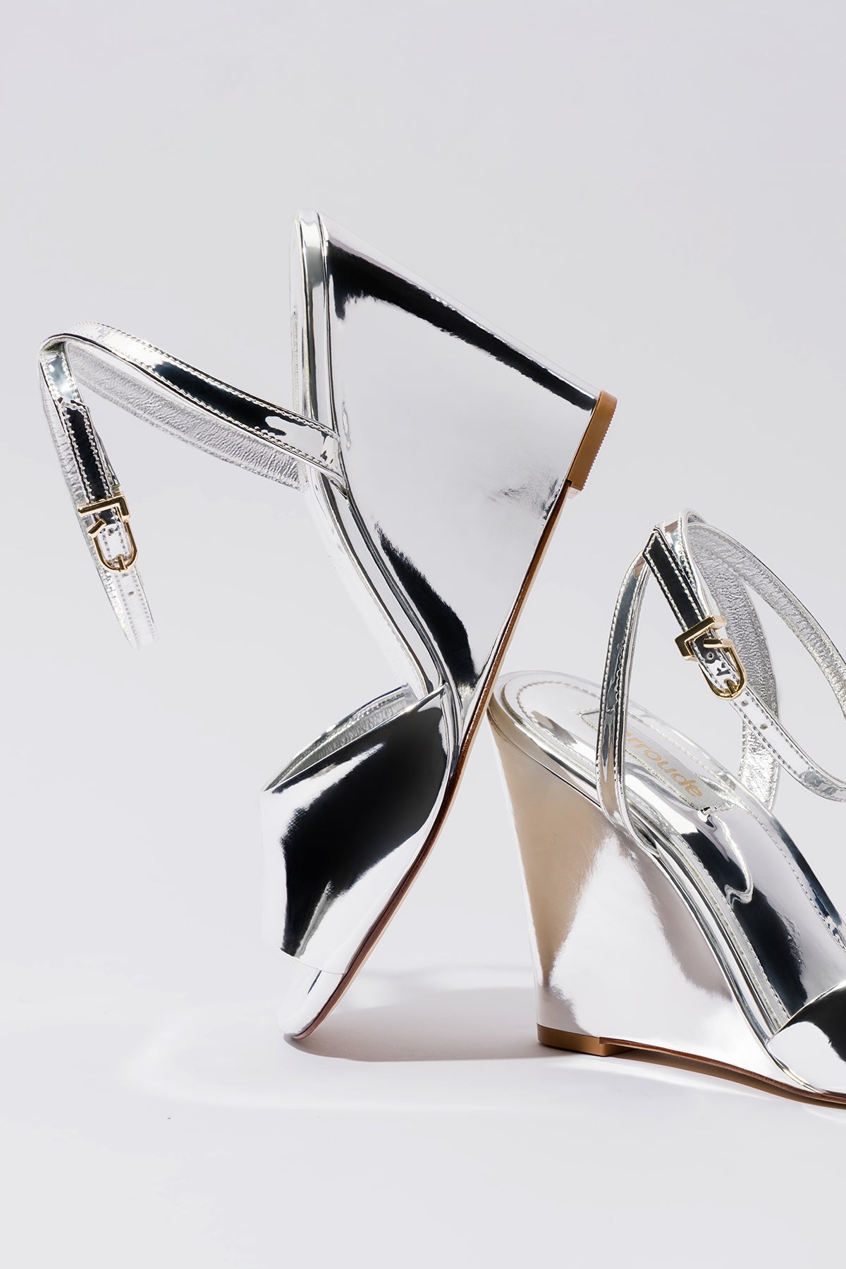 Yves Silver Specchio Wedge Sandals - Stylish & Comfortable Women's Heels for Parties, Weddings & Evening Events
