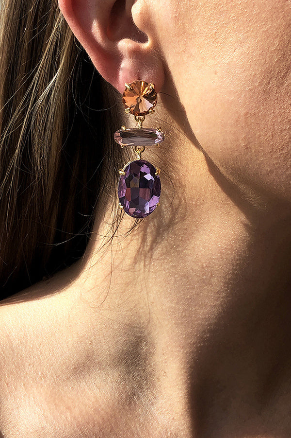 Elegant Faceted Diamond Earrings with Contrasting Colors | Perfect for Weddings, Parties & Special Occasions