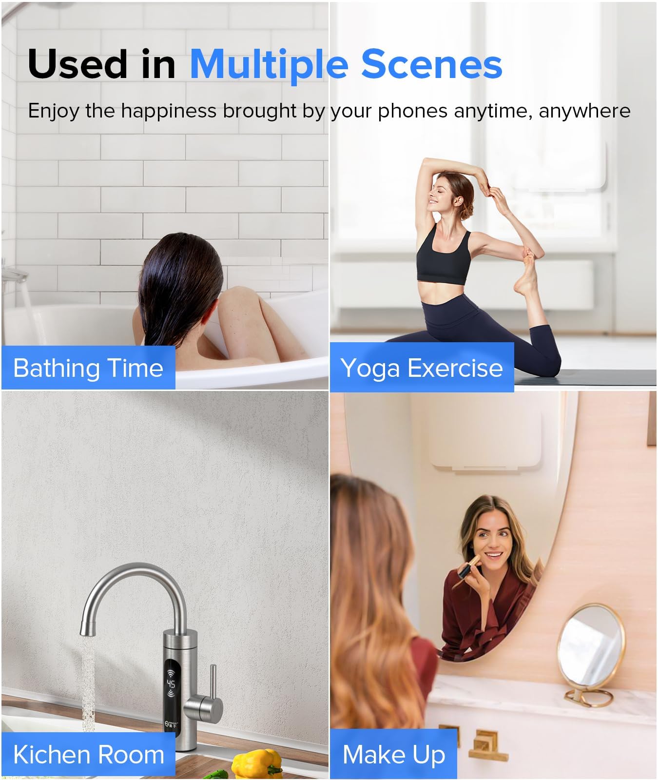 Waterproof Rotating Shower Phone Holder - 480° Adjustable Phone Stand Mount for iPhone 15/14/13/12/11 Pro Max/Plus/XS/XR (Fits up to 6.8