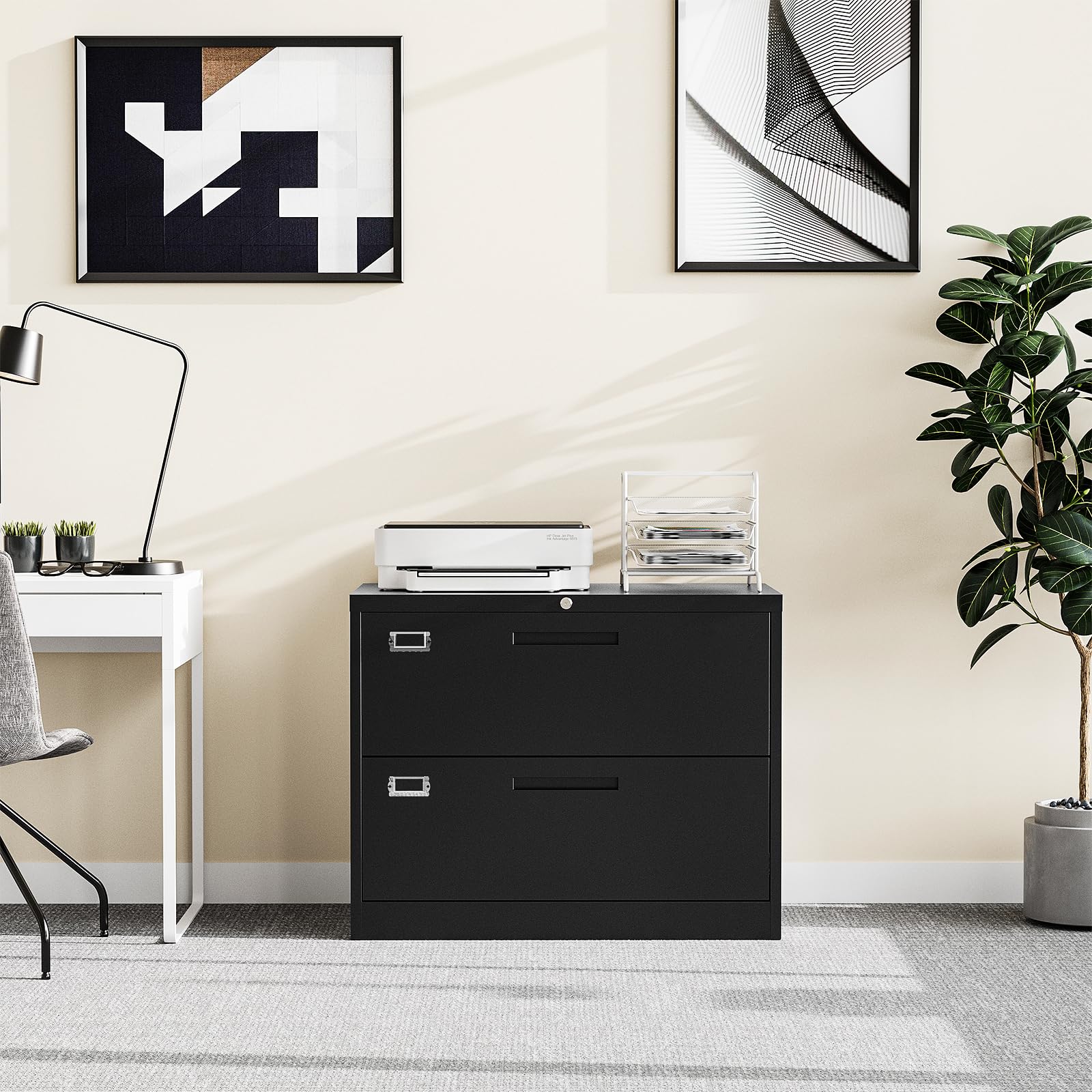 2-Drawer Metal Lateral File Cabinet with Lock - 29