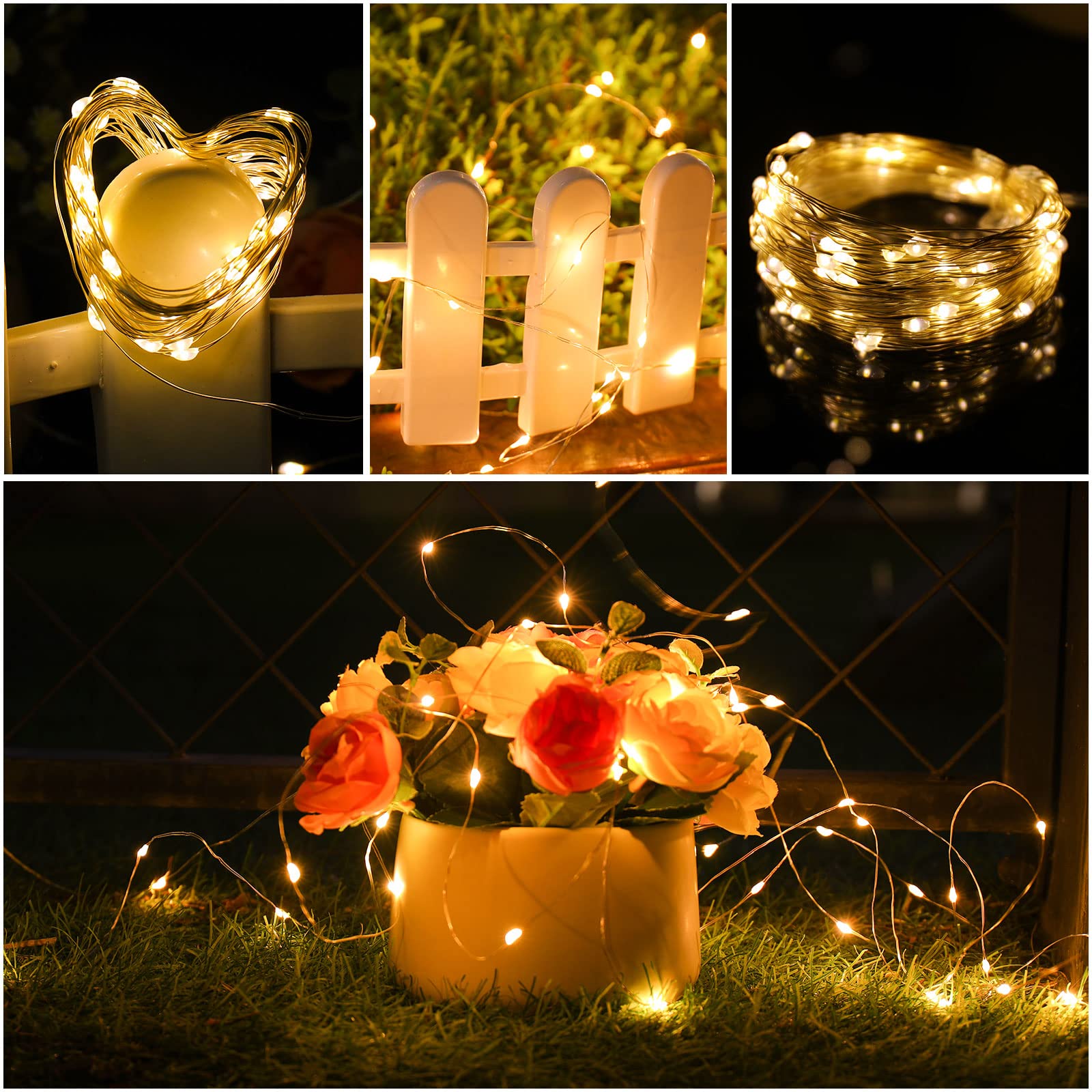 2 Pack 100 LED Fairy Lights - 33ft USB String Lights with Remote for Home Decor (Warm White) - Perfect for Christmas & Bedroom