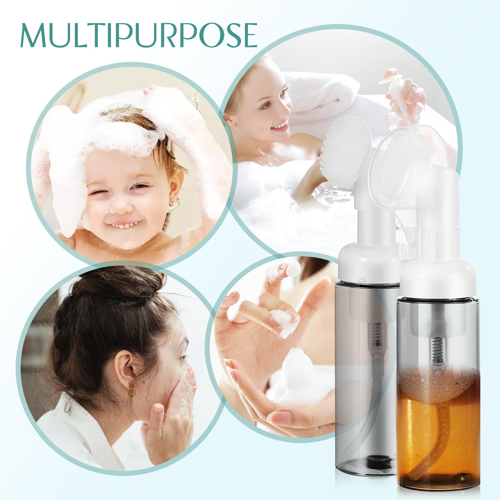 6 Pack Foam Soap Dispenser Bottles - 60ml Travel Size Foaming Pump Bottles for Hand Soap, Lotion & Shampoo | Portable Mousse Dispenser for Bathroom, Kitchen & On-The-Go Use