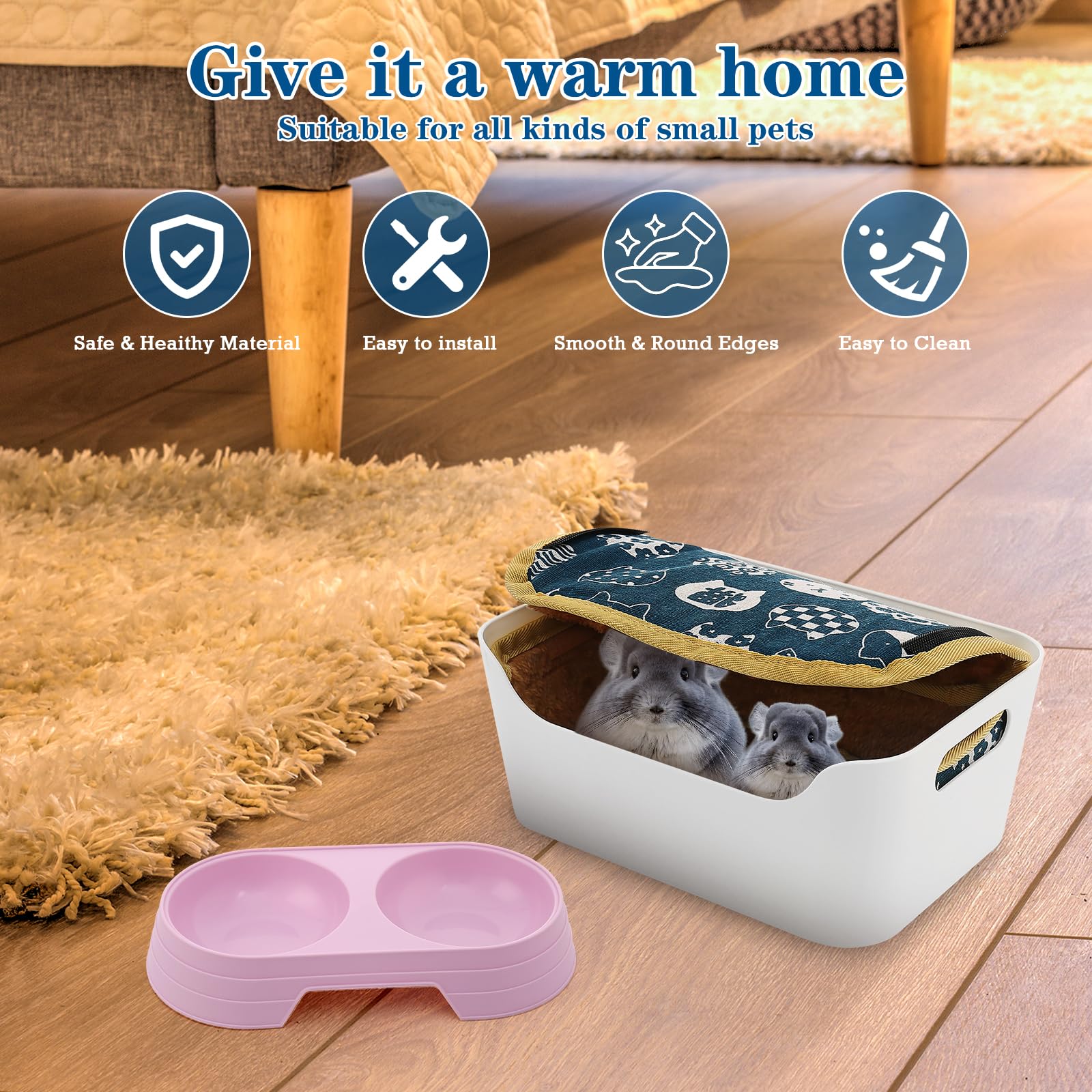 Cozy Rat Bed & Guinea Pig Hammock - Warm Small Pet Bed for Mice, Ferrets & Gliders - Large Cage Accessories & Hideout House for Play & Sleep