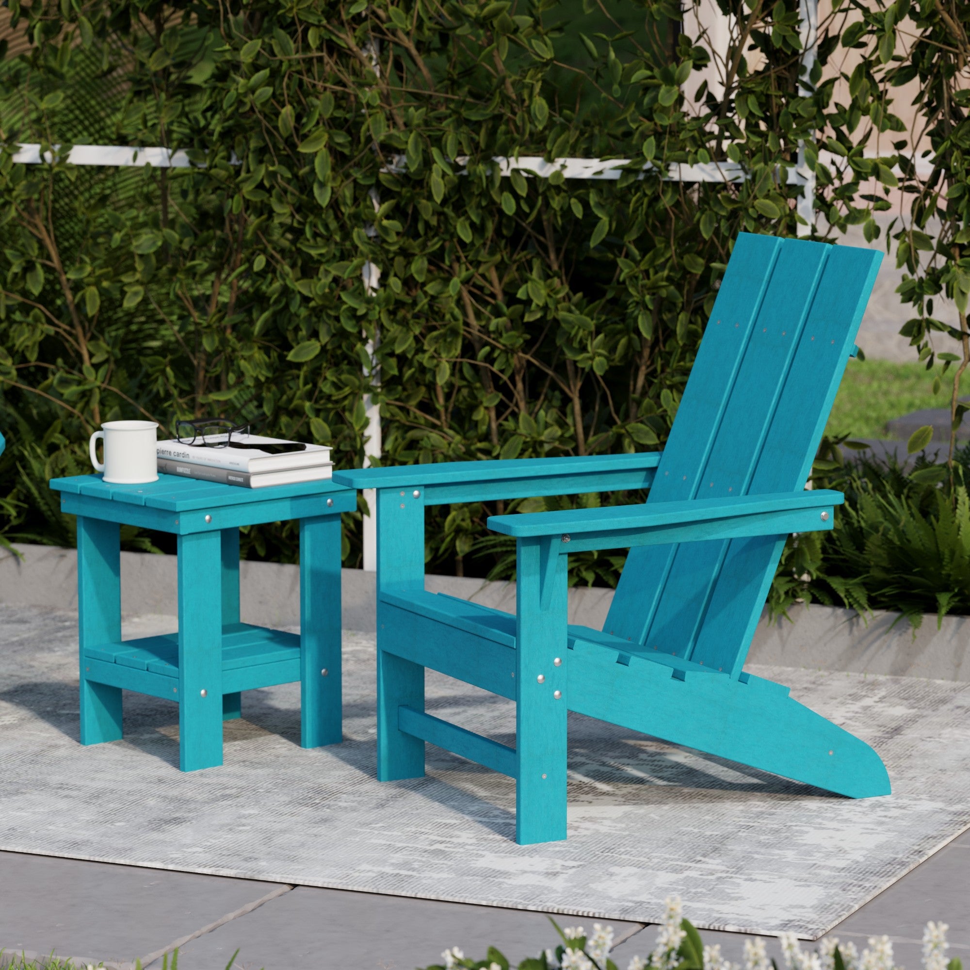 Freedom 3-Piece Modern Adirondack Chair Set with Side Table - Outdoor Patio Furniture for Backyard, Garden & Poolside Relaxation