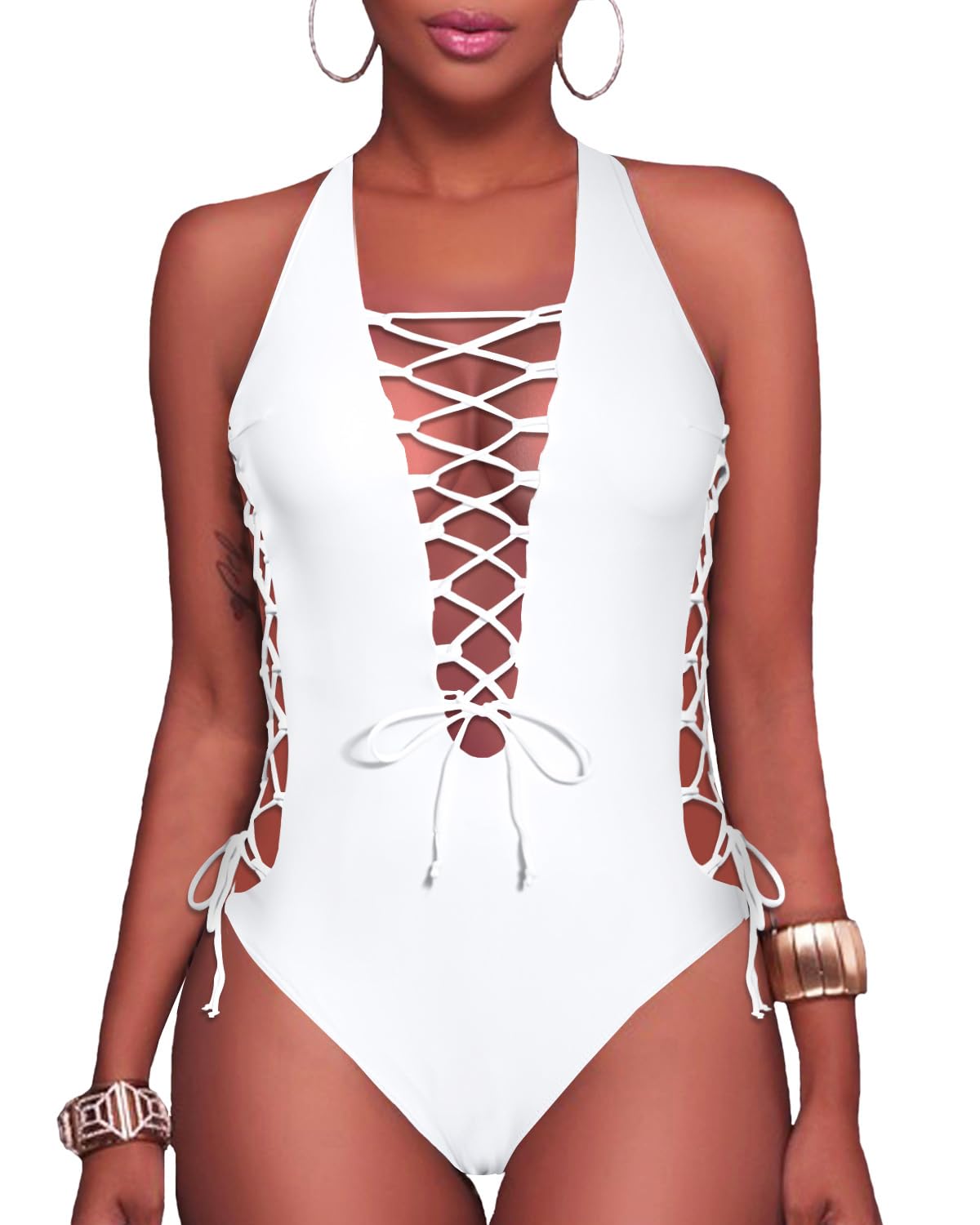 Holipick Women's Sexy One Piece Swimsuit - One Shoulder Lace Up Bathing Suit for Beach, Pool & Vacation | Tummy Control Swimwear for Women