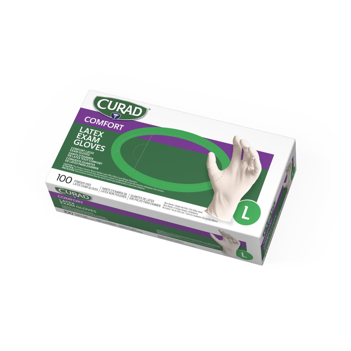 CURAD Powder-Free Textured Latex Exam Gloves - Medical, Dental, Tattoo & Food Handling Disposable Gloves for Professionals