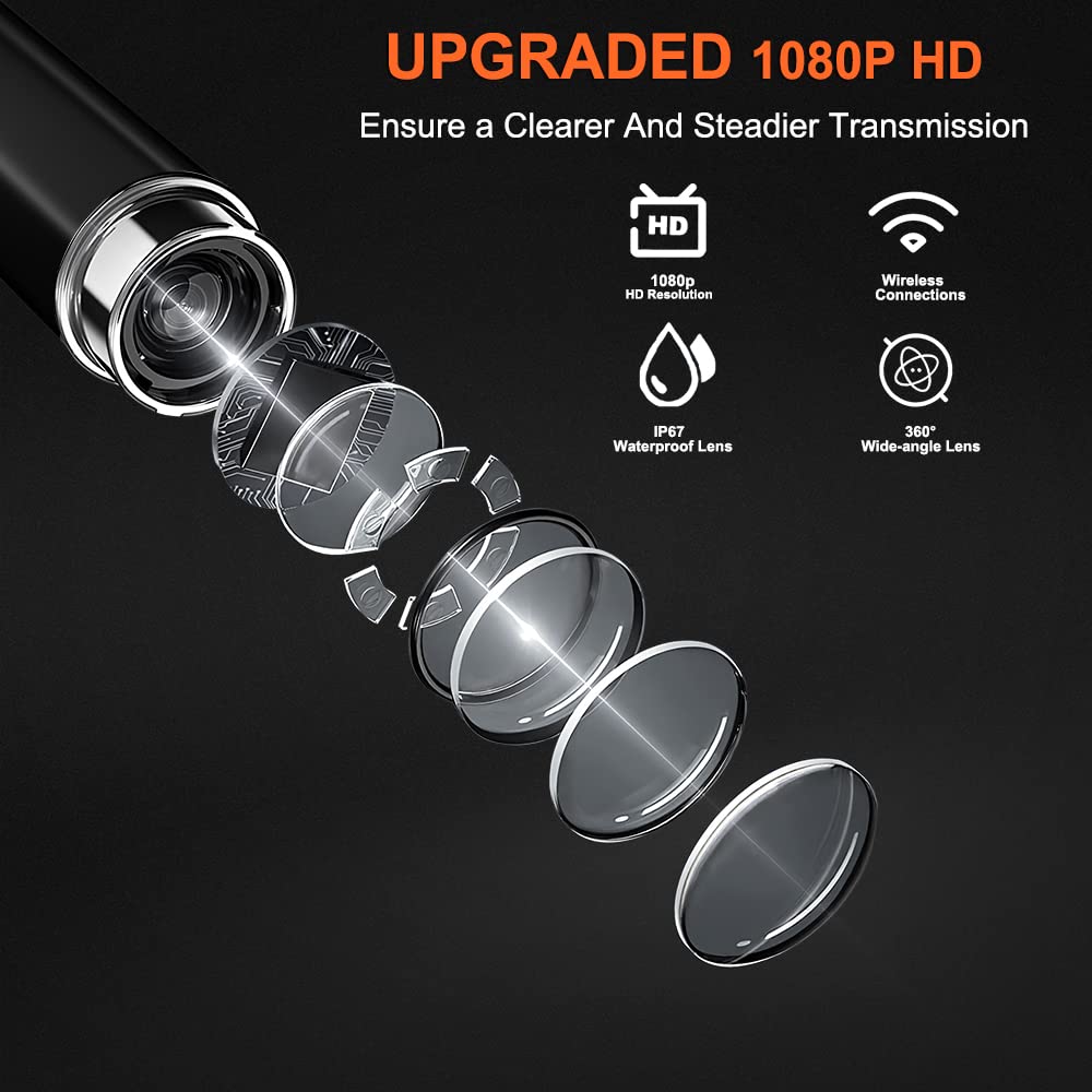 **1080P Ear Wax Removal Tool with Camera - Ear Cleaner Kit for iOS & Android, 8-Piece Set (Black) - Safe & Hygienic Ear Cleaning for Home & Travel**