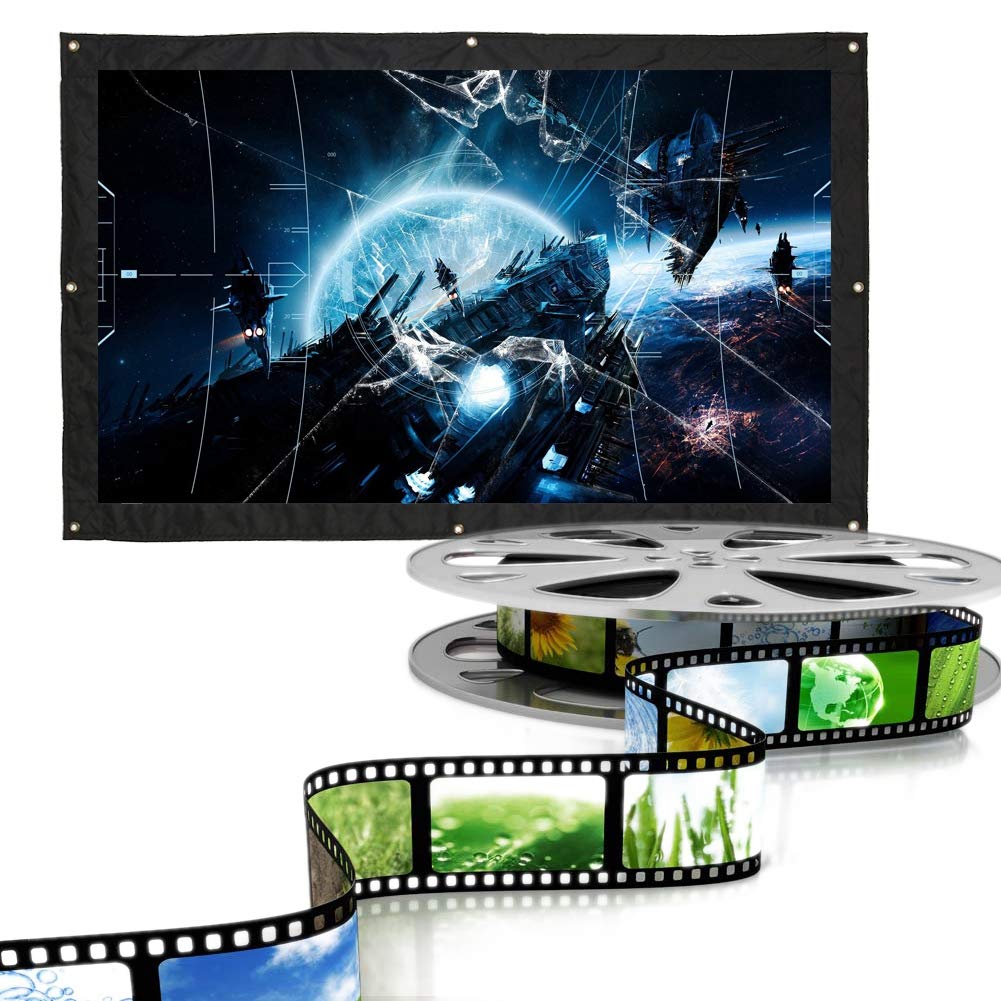 200 Inch Projection Screen 16:9 Aspect Ratio - Wall Mount & Double Sided Foldable Projector Screen for Home Theater, Outdoor Movies & Indoor Entertainment - Perfect for Backyard Movie Nights, Classroom Presentations & Office Meetings