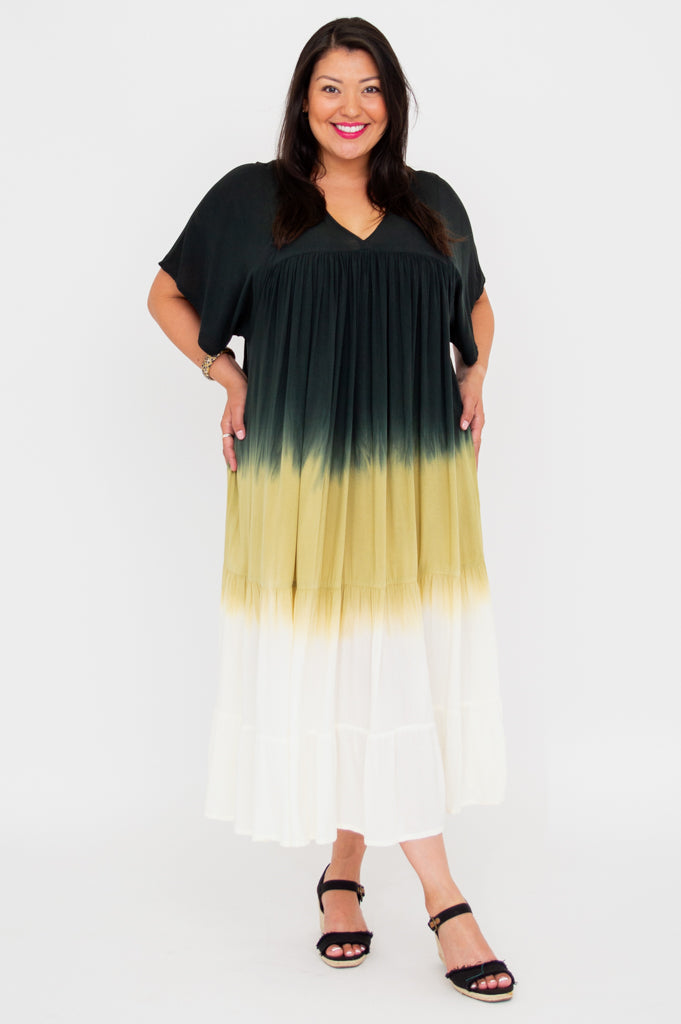 Empress Elegant Black Dip Dye Maxi Dress for Women - Perfect for Evening Parties, Weddings & Special Occasions